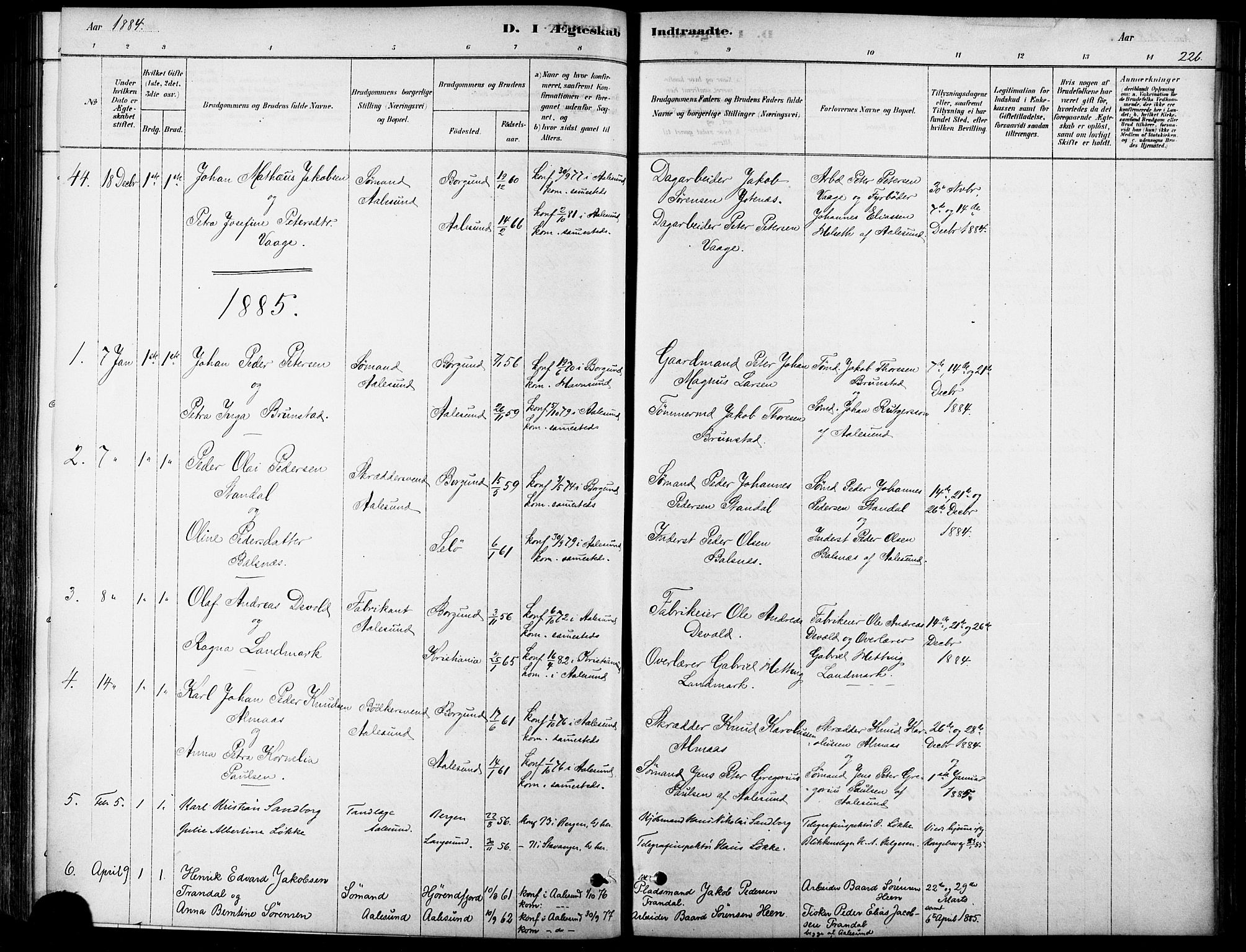 Ministerialprotokoller, klokkerbøker og fødselsregistre - Møre og Romsdal, SAT/A-1454/529/L0454: Parish register (official) no. 529A04, 1878-1885, p. 226