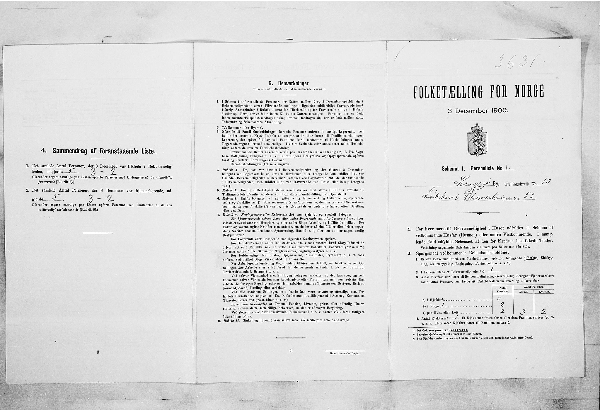 SAKO, 1900 census for Kragerø, 1900, p. 1223