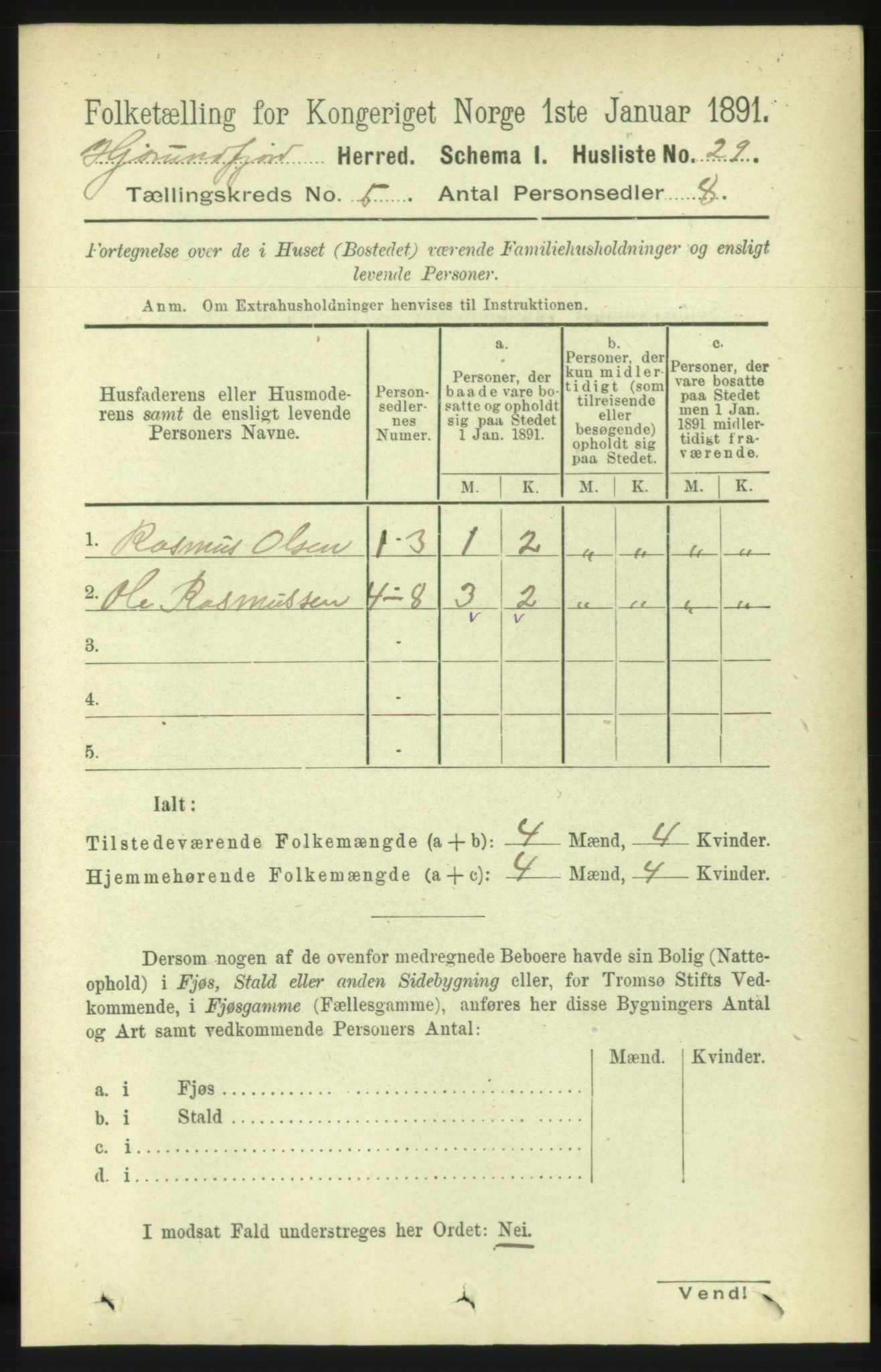 RA, 1891 census for 1522 Hjørundfjord, 1891, p. 885