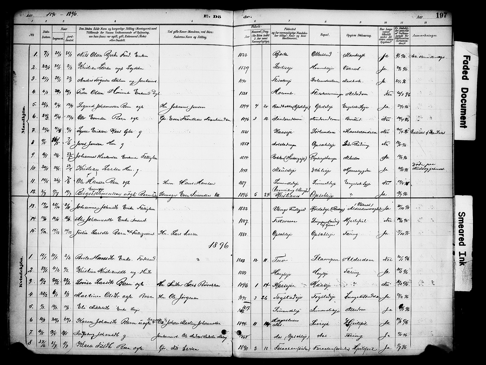 Ringsaker prestekontor, SAH/PREST-014/K/Ka/L0016: Parish register (official) no. 16, 1891-1904, p. 197