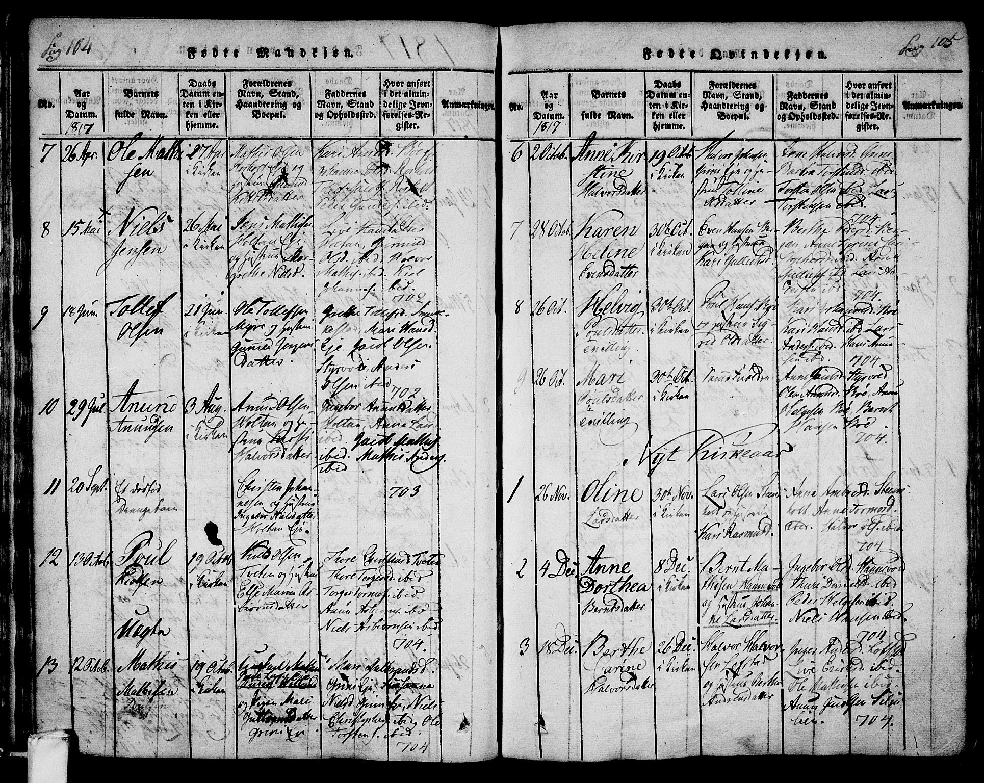 Lardal kirkebøker, AV/SAKO-A-350/F/Fa/L0005: Parish register (official) no. I 5, 1814-1835, p. 104-105