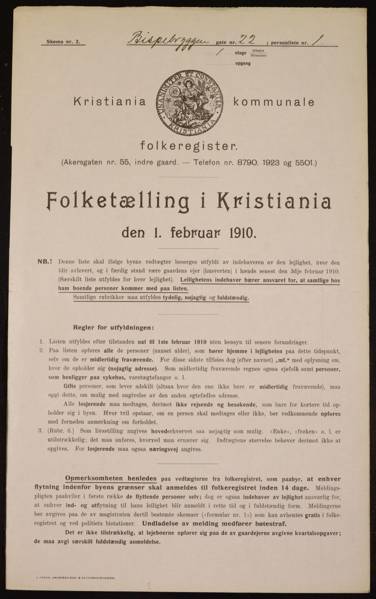 OBA, Municipal Census 1910 for Kristiania, 1910, p. 5156