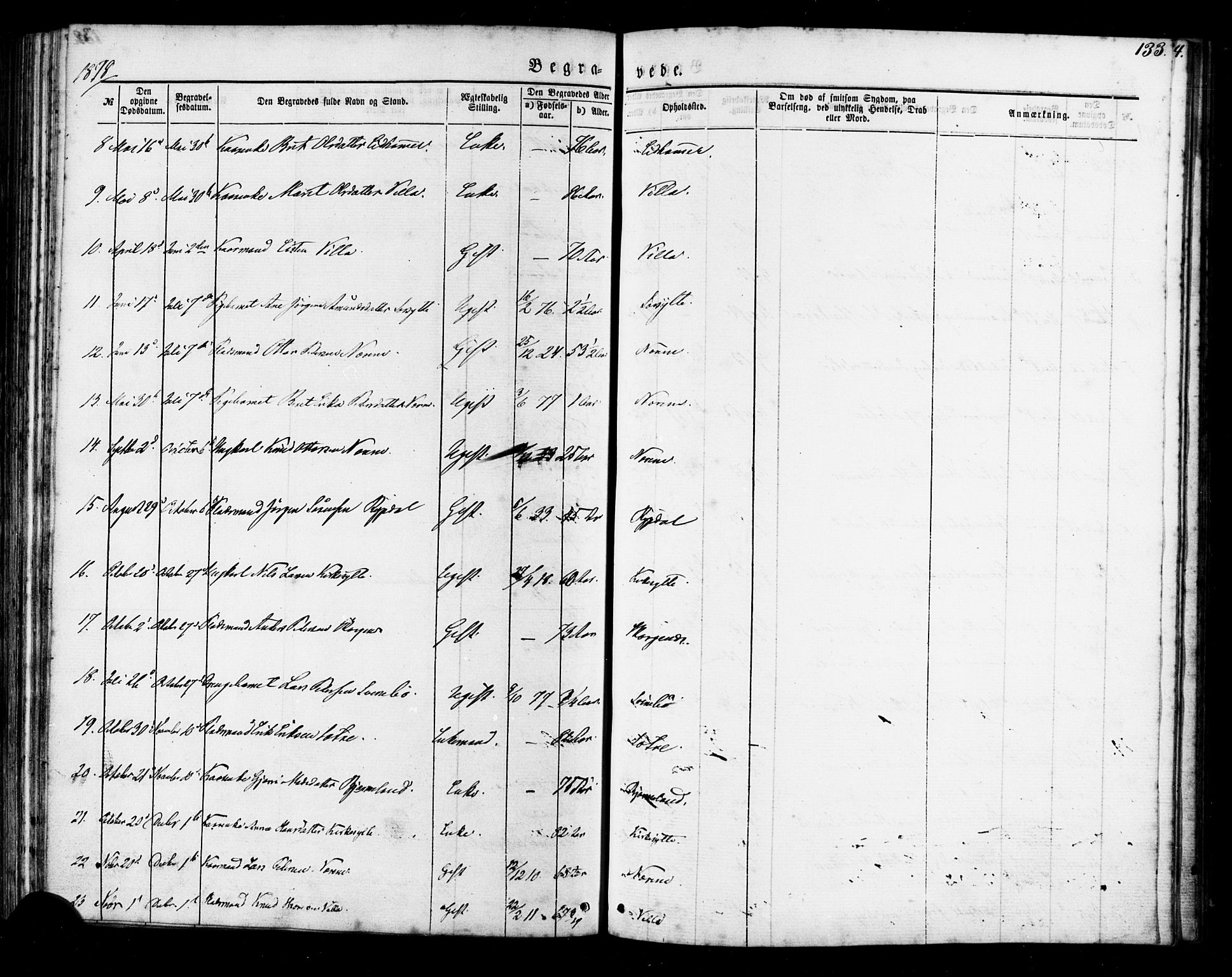 Ministerialprotokoller, klokkerbøker og fødselsregistre - Møre og Romsdal, SAT/A-1454/541/L0545: Parish register (official) no. 541A02, 1872-1886, p. 133