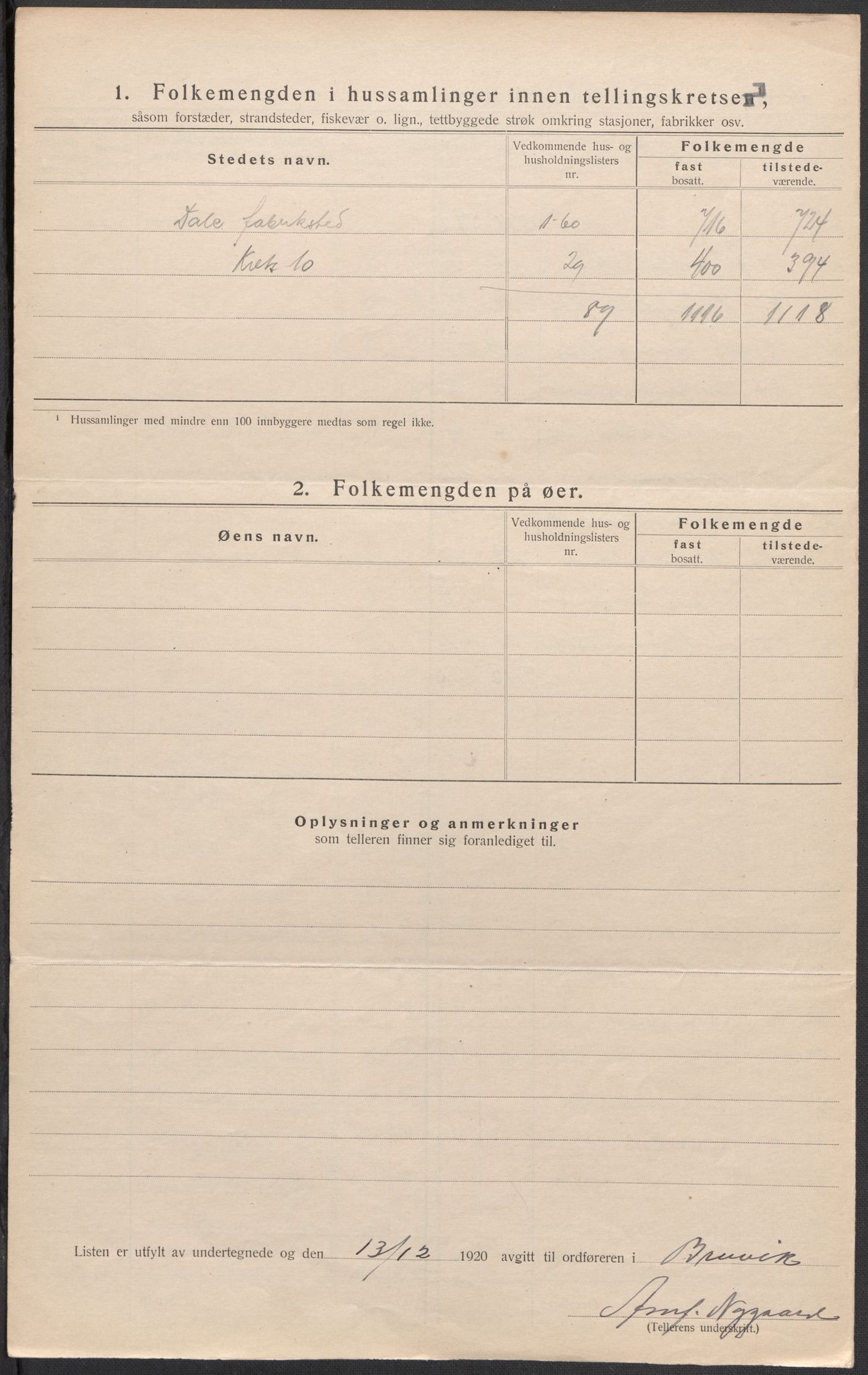 SAB, 1920 census for Bruvik, 1920, p. 31