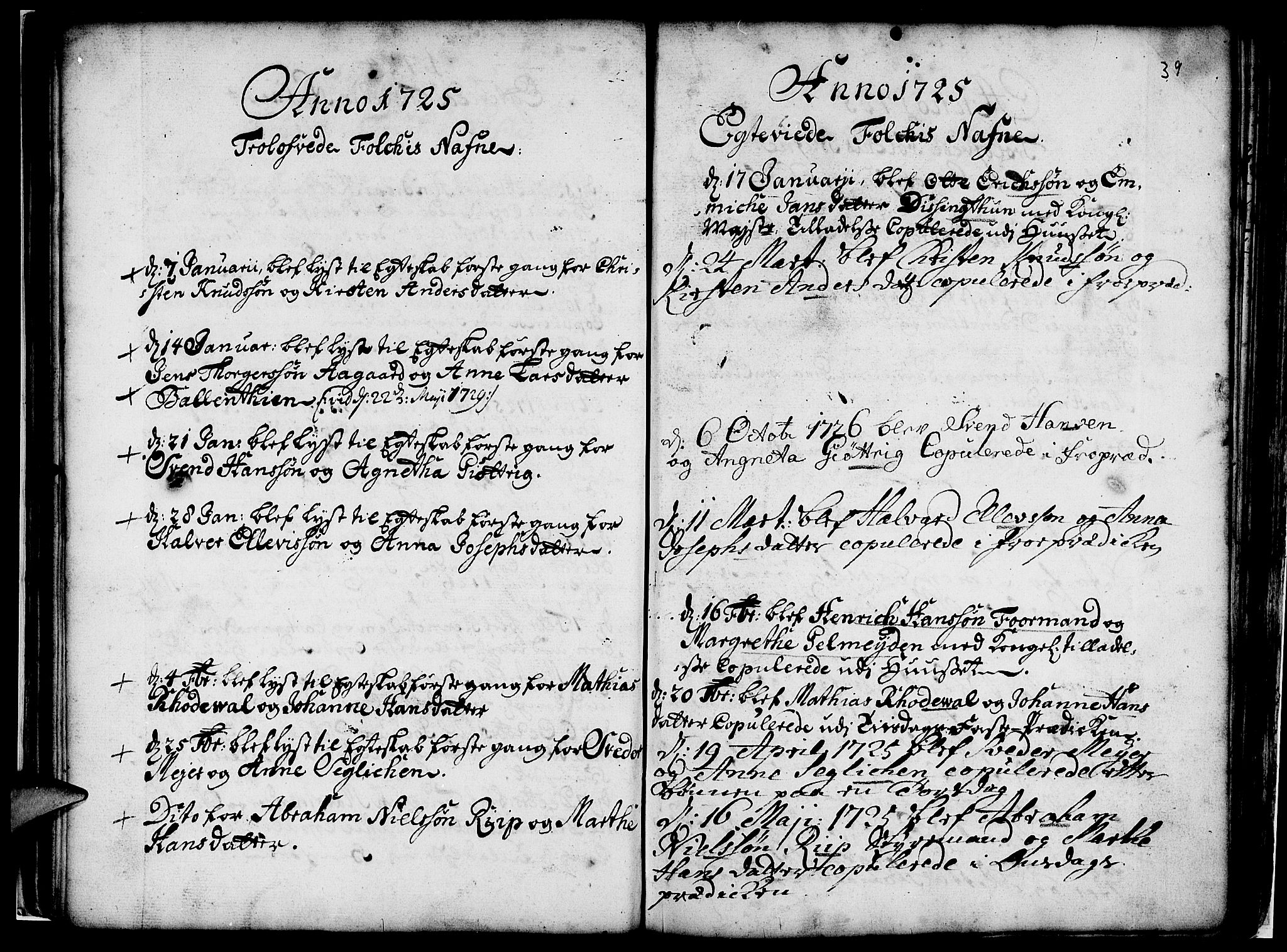 Nykirken Sokneprestembete, SAB/A-77101/H/Haa/L0007: Parish register (official) no. A 7, 1719-1781, p. 39