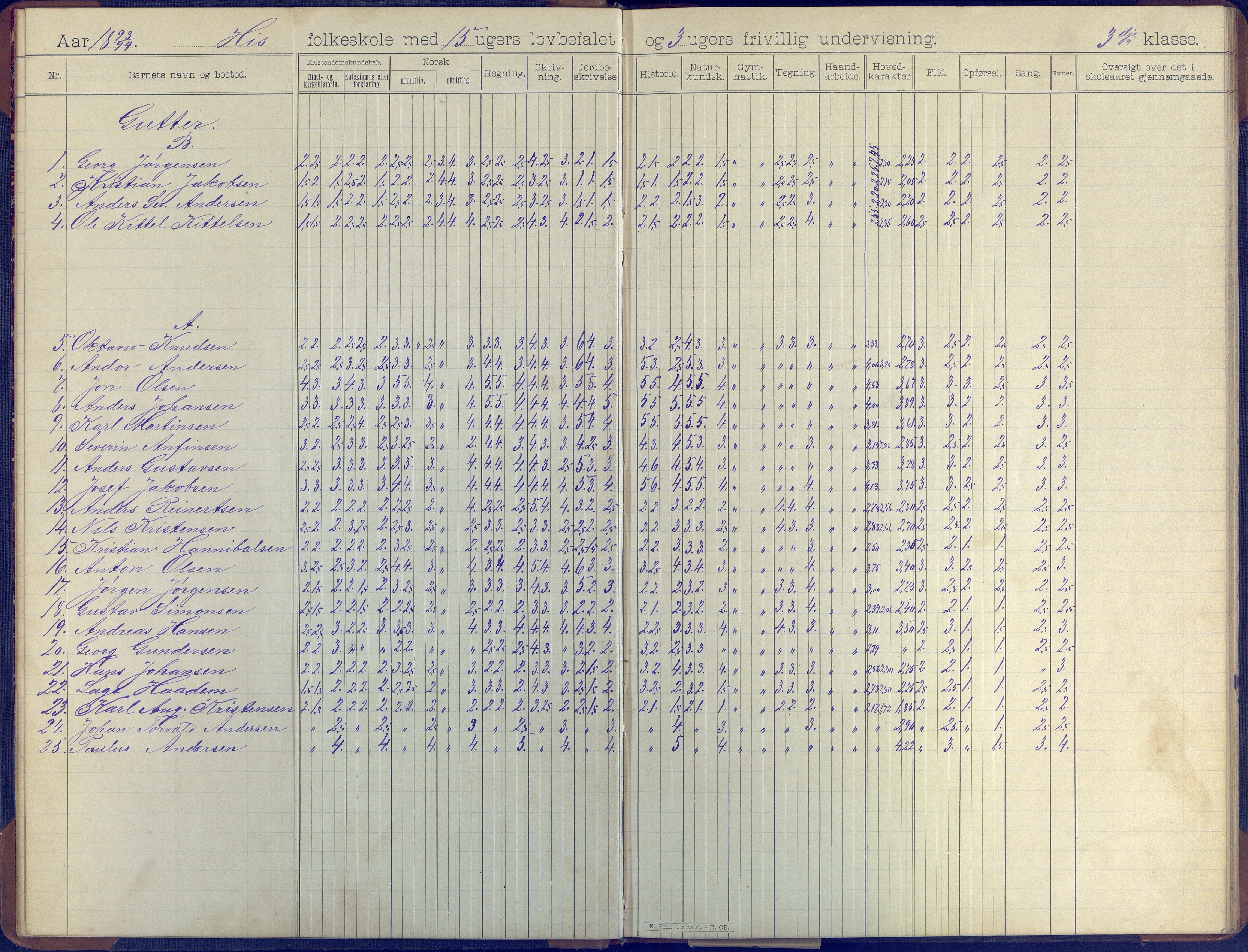 Hisøy kommune frem til 1991, AAKS/KA0922-PK/31/L0008: Skoleprotokoll, 1903-1905