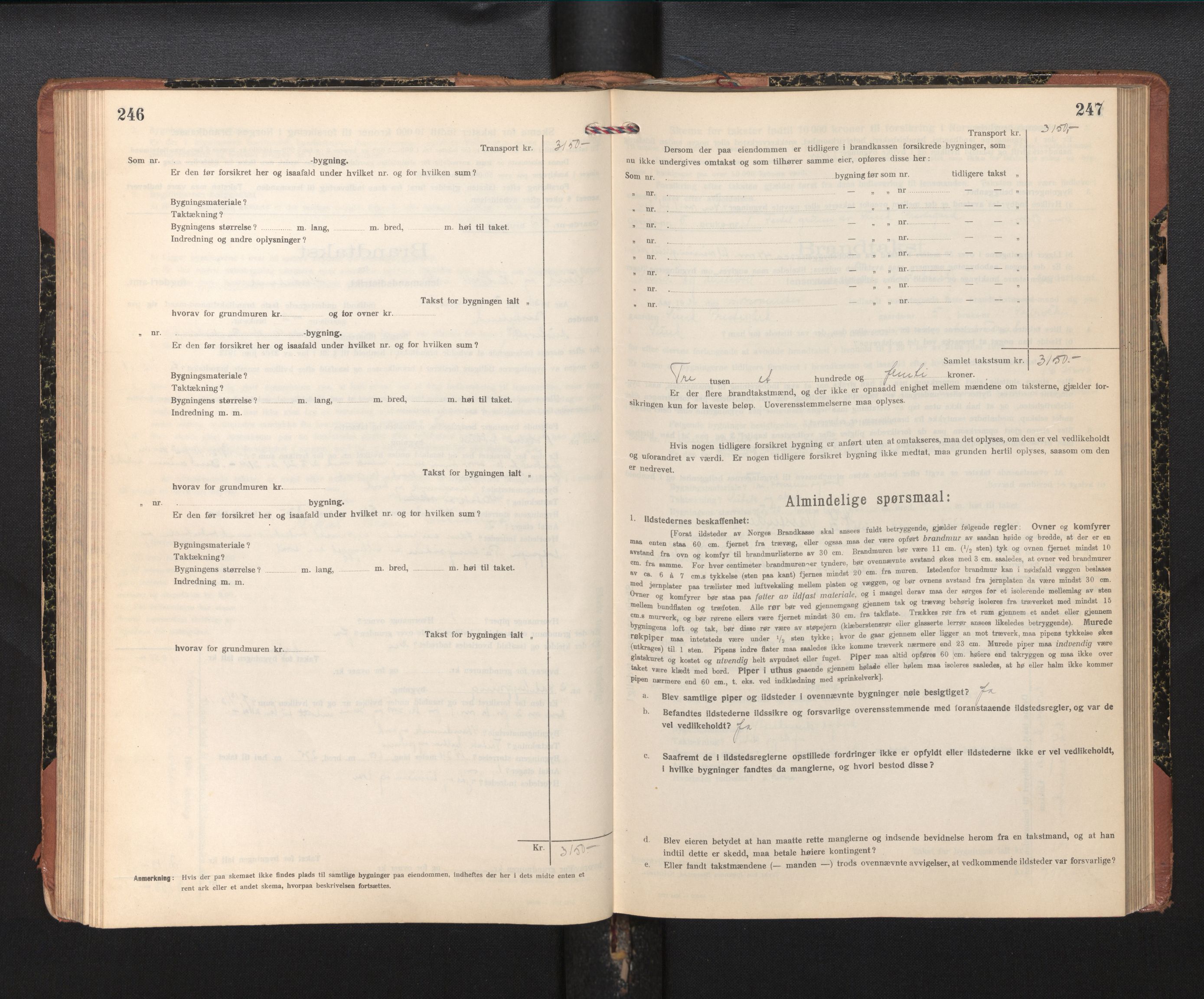 Lensmannen i Sund og Austevoll, SAB/A-35201/0012/L0004: Branntakstprotokoll, skjematakst, 1917-1949, p. 246-247