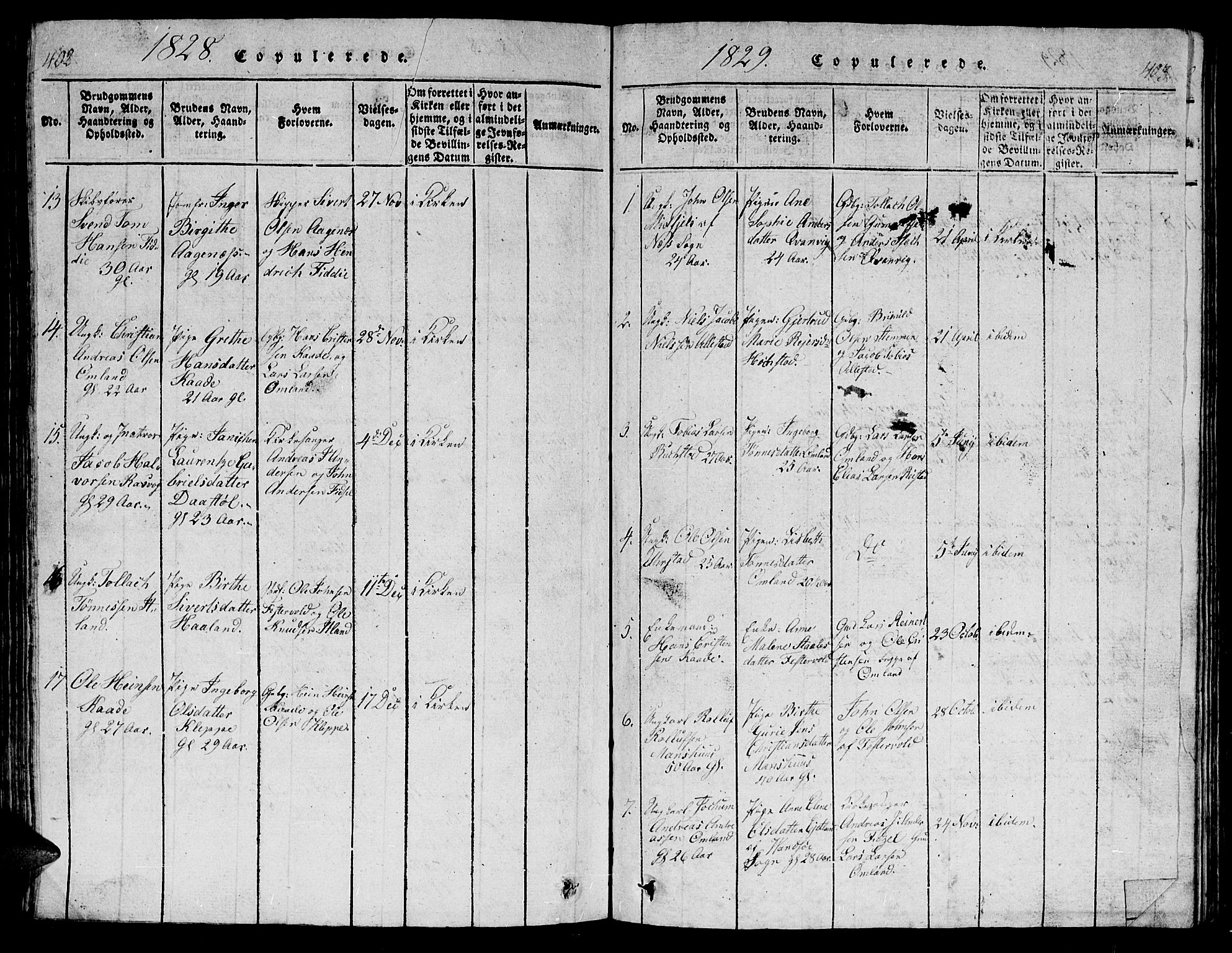 Flekkefjord sokneprestkontor, AV/SAK-1111-0012/F/Fb/Fbb/L0001: Parish register (copy) no. B 1, 1815-1830, p. 412-413