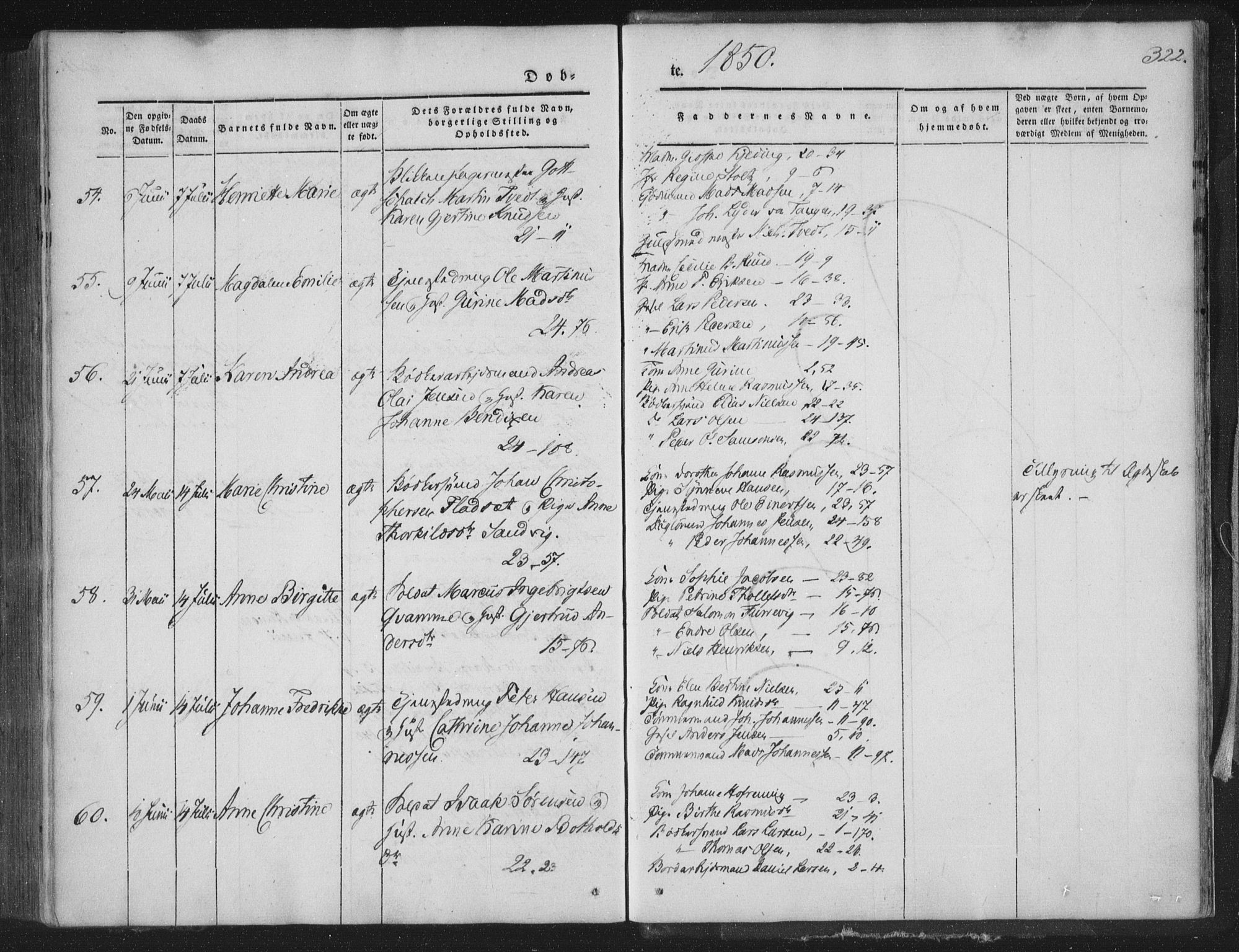 Korskirken sokneprestembete, AV/SAB-A-76101/H/Haa/L0016: Parish register (official) no. B 2, 1841-1851, p. 322