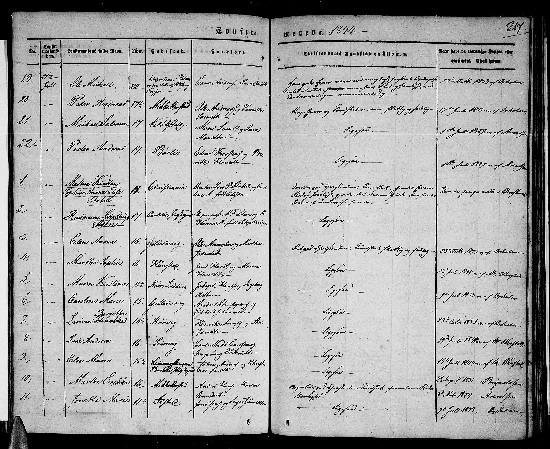 Ministerialprotokoller, klokkerbøker og fødselsregistre - Nordland, SAT/A-1459/801/L0006: Parish register (official) no. 801A06, 1834-1845, p. 217