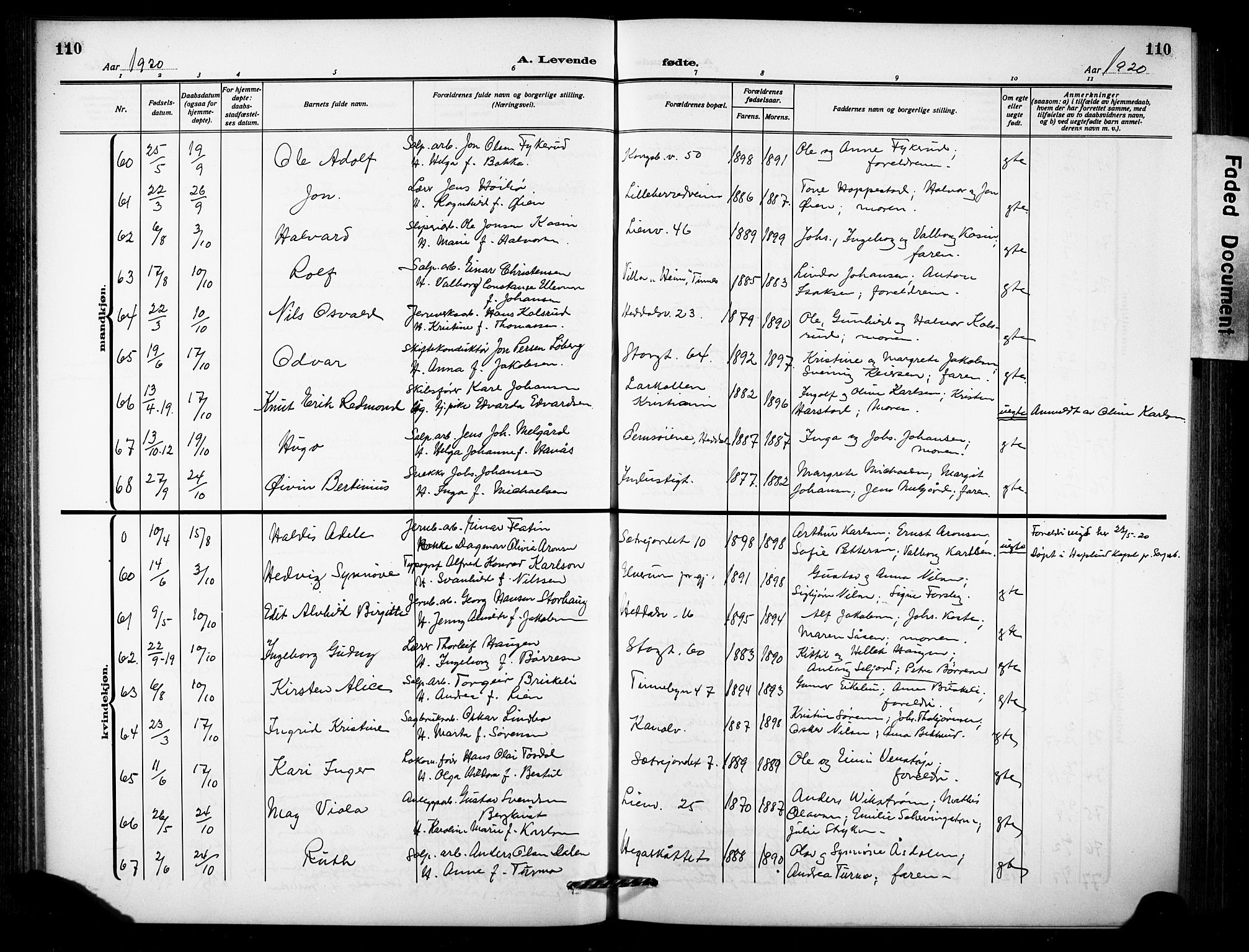 Notodden kirkebøker, AV/SAKO-A-290/G/Ga/L0001: Parish register (copy) no. 1, 1912-1923, p. 110