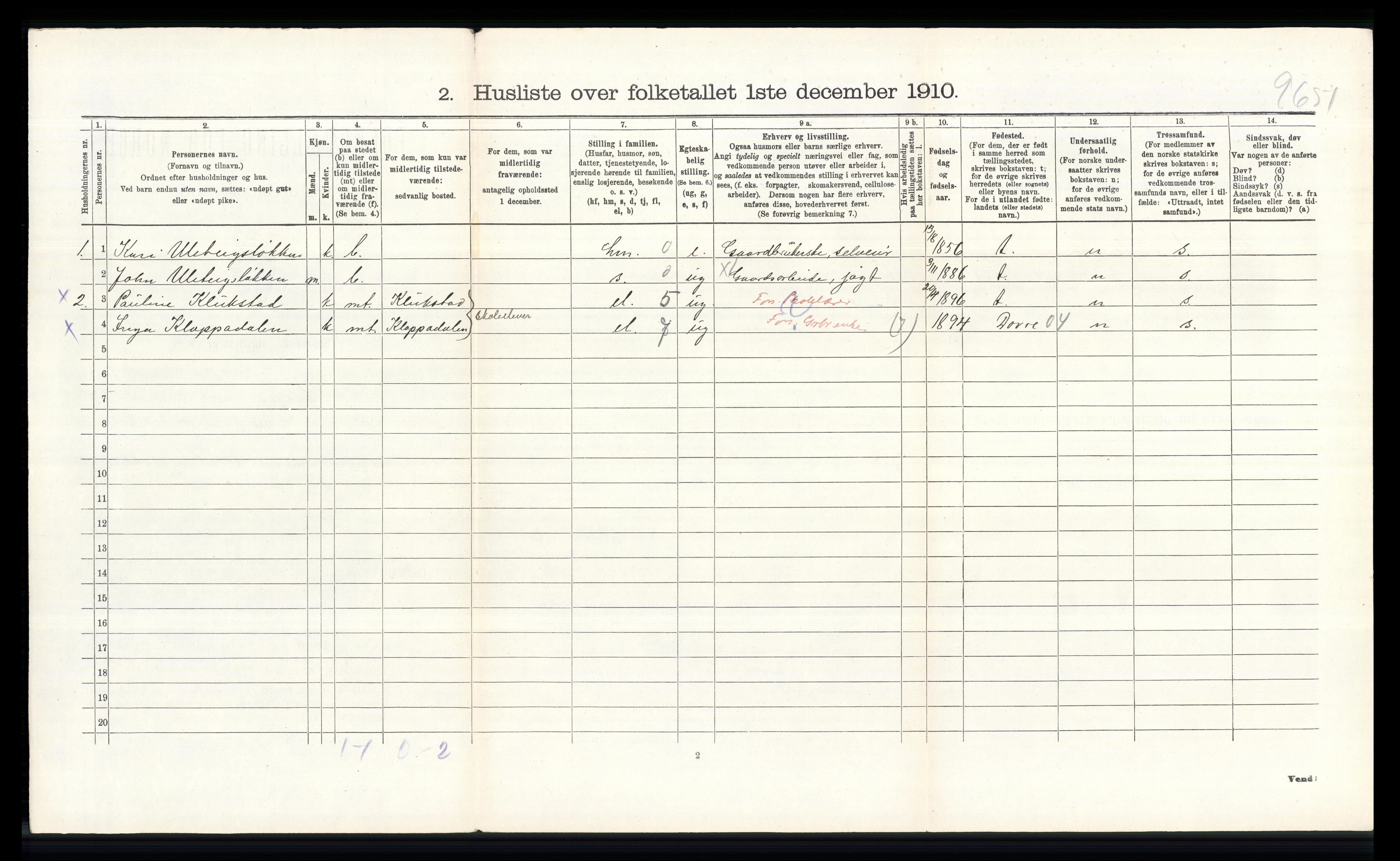 RA, 1910 census for Lesja, 1910, p. 828