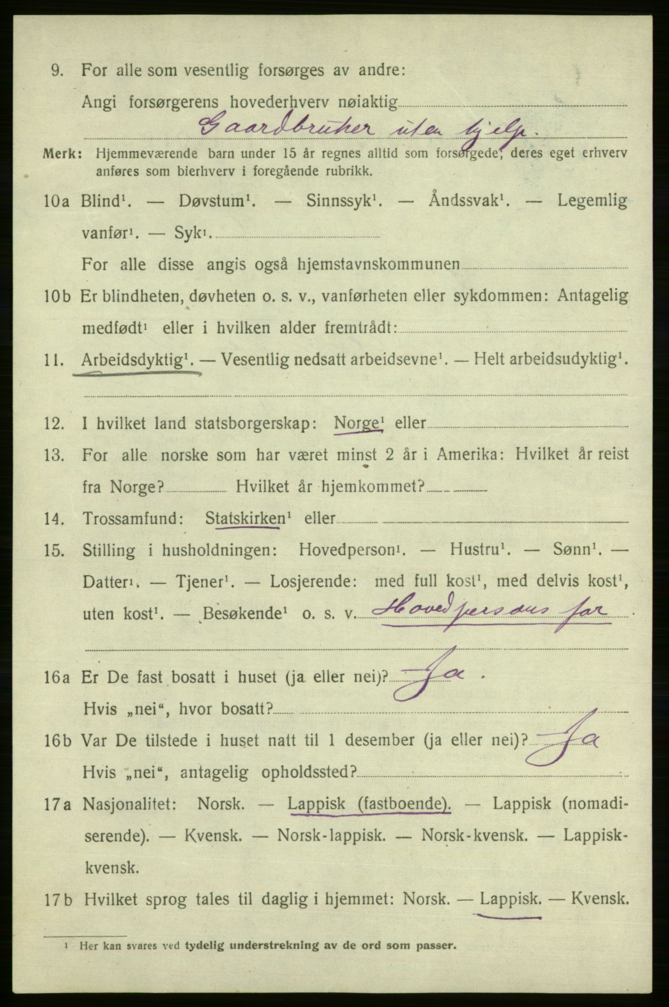 SATØ, 1920 census for Karasjok, 1920, p. 1219