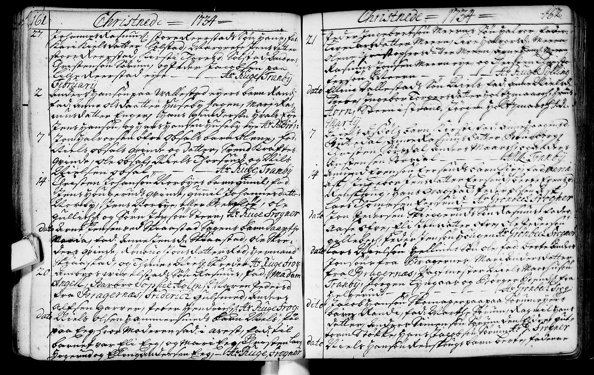 Lier kirkebøker, SAKO/A-230/F/Fa/L0003: Parish register (official) no. I 3, 1727-1748, p. 161-162