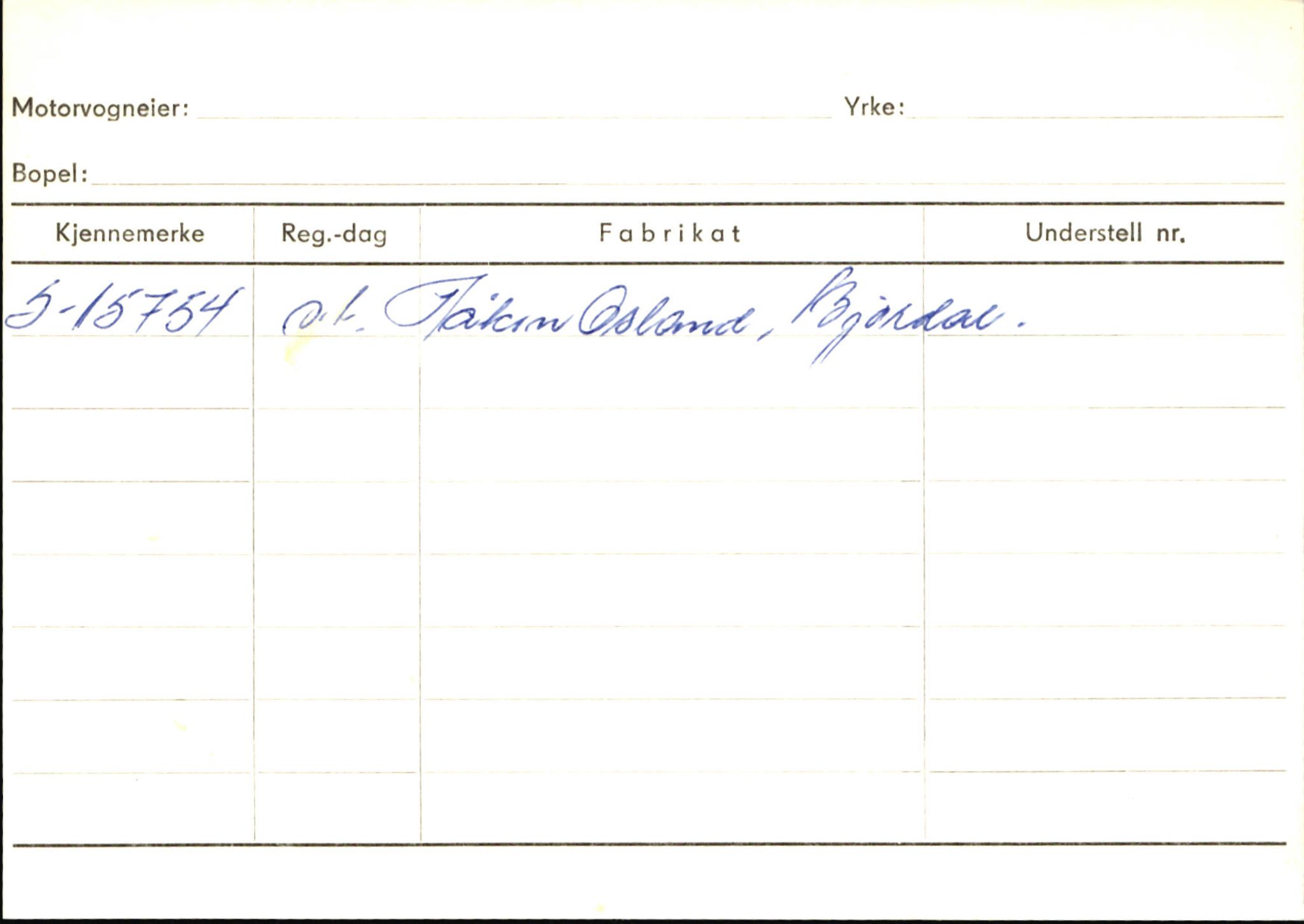 Statens vegvesen, Sogn og Fjordane vegkontor, SAB/A-5301/4/F/L0146: Registerkort Årdal R-Å samt diverse kort, 1945-1975, p. 659