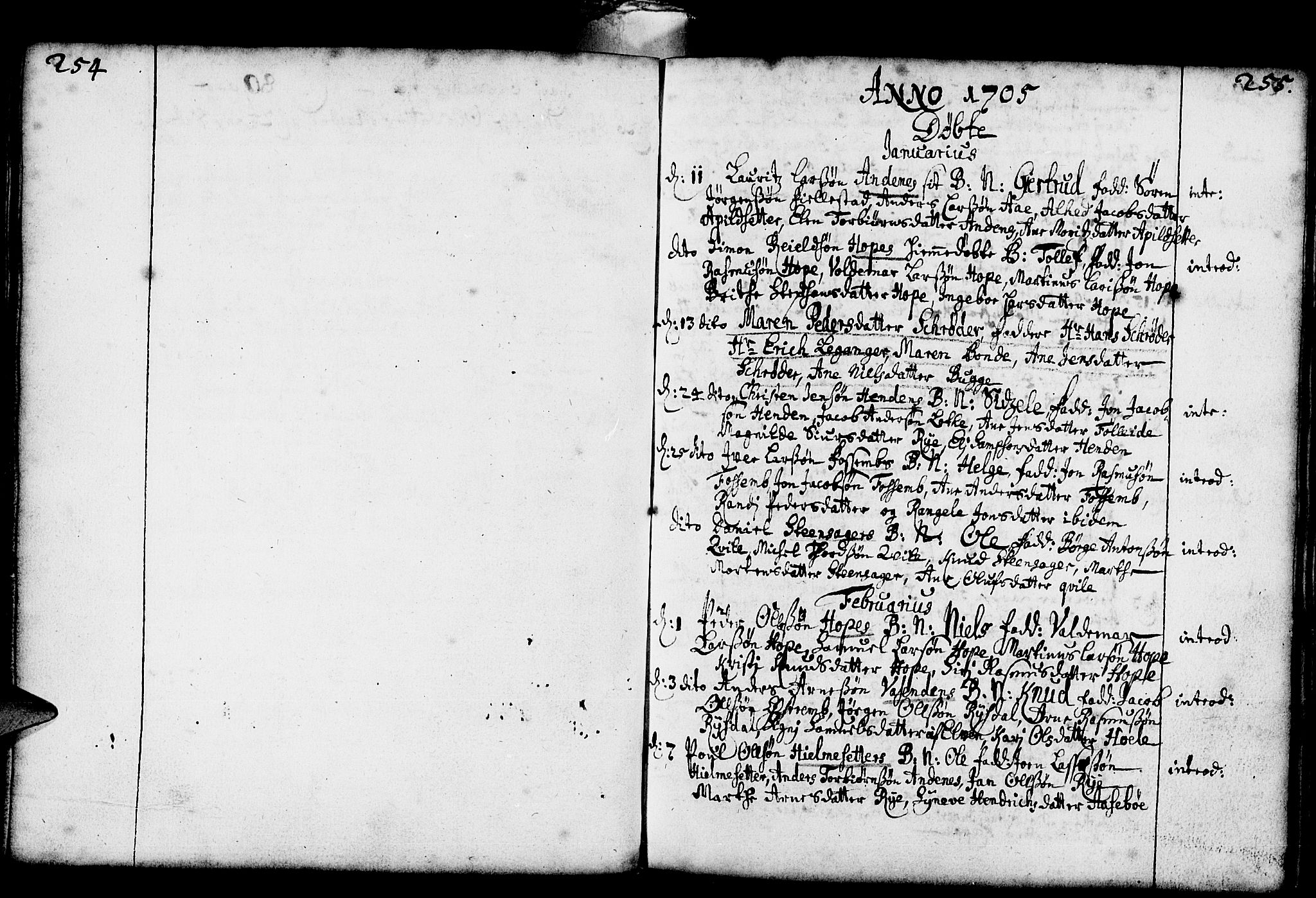 Gloppen sokneprestembete, AV/SAB-A-80101/H/Haa/Haaa/L0001: Parish register (official) no. A 1, 1686-1711, p. 254-255