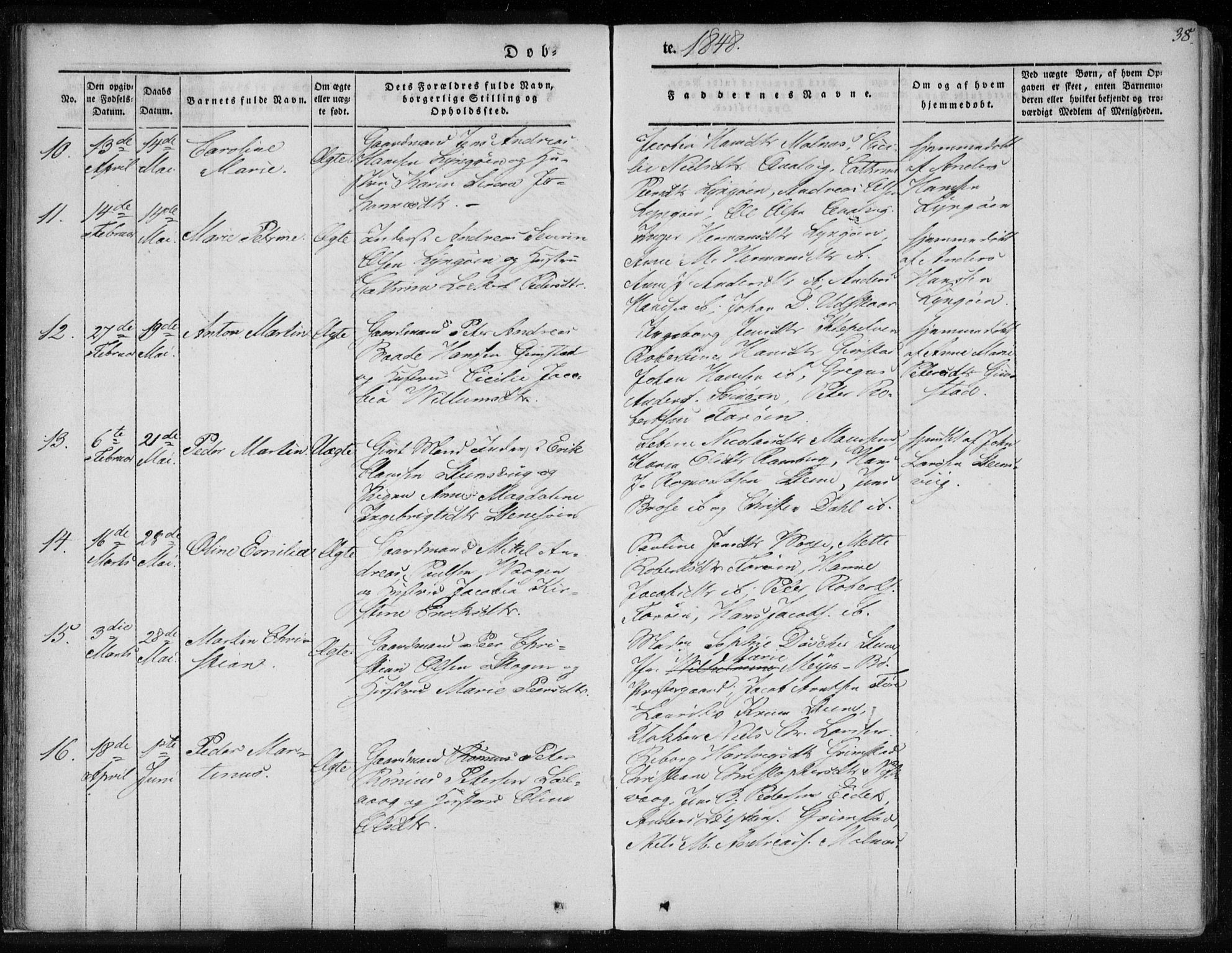 Ministerialprotokoller, klokkerbøker og fødselsregistre - Nordland, SAT/A-1459/891/L1299: Parish register (official) no. 891A04, 1841-1856, p. 38