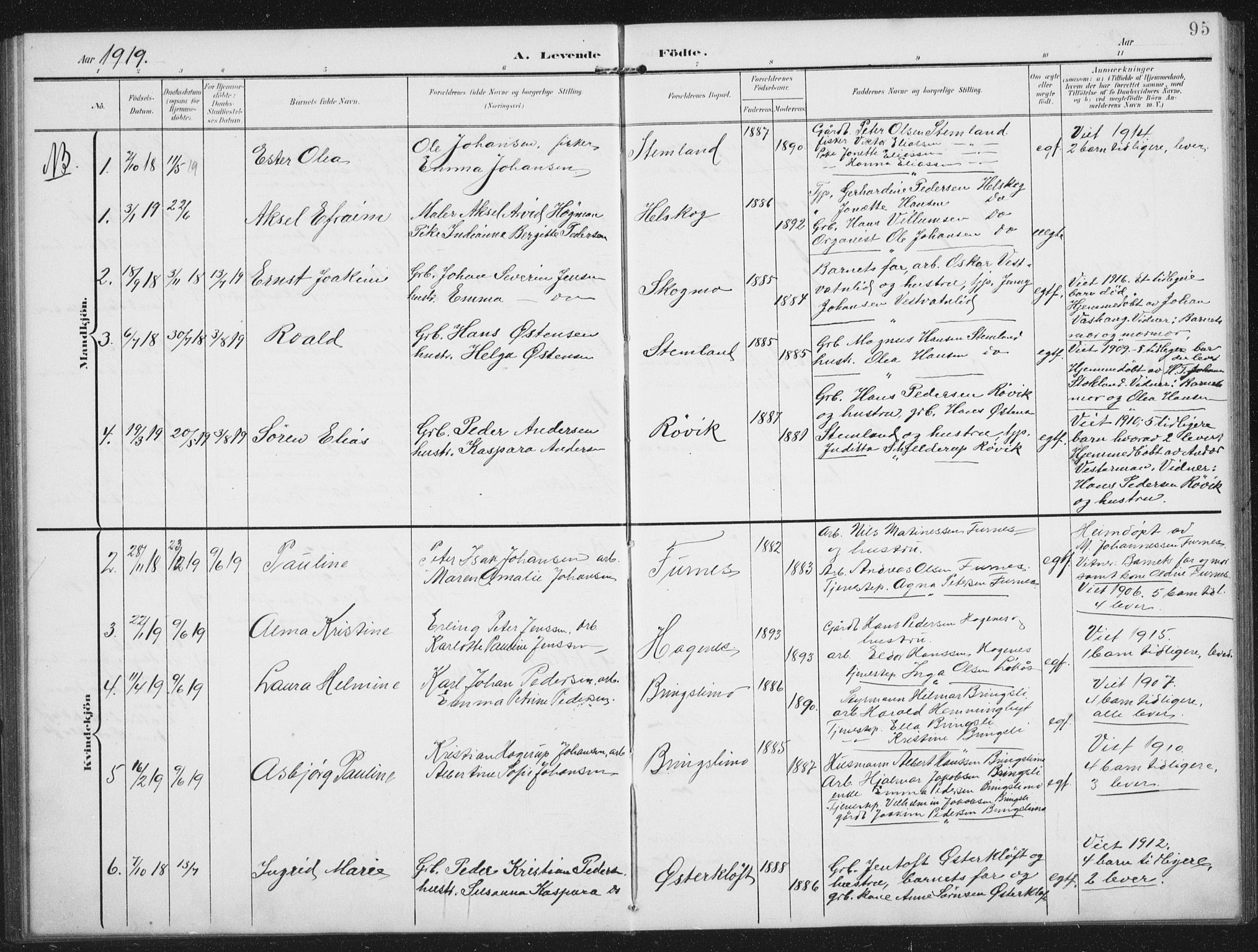 Ministerialprotokoller, klokkerbøker og fødselsregistre - Nordland, AV/SAT-A-1459/851/L0726: Parish register (copy) no. 851C01, 1902-1924, p. 95