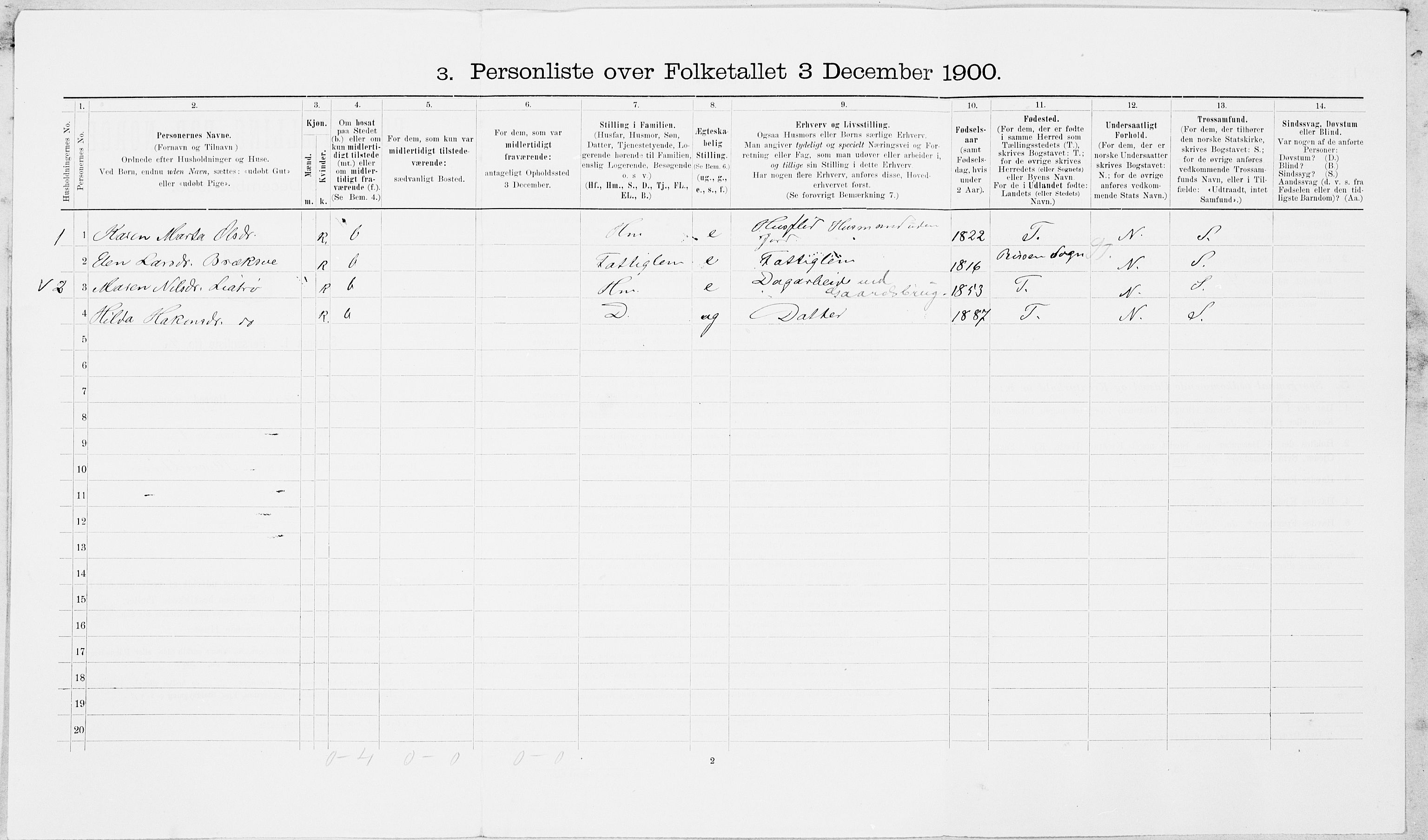 SAT, 1900 census for Leksvik, 1900, p. 734