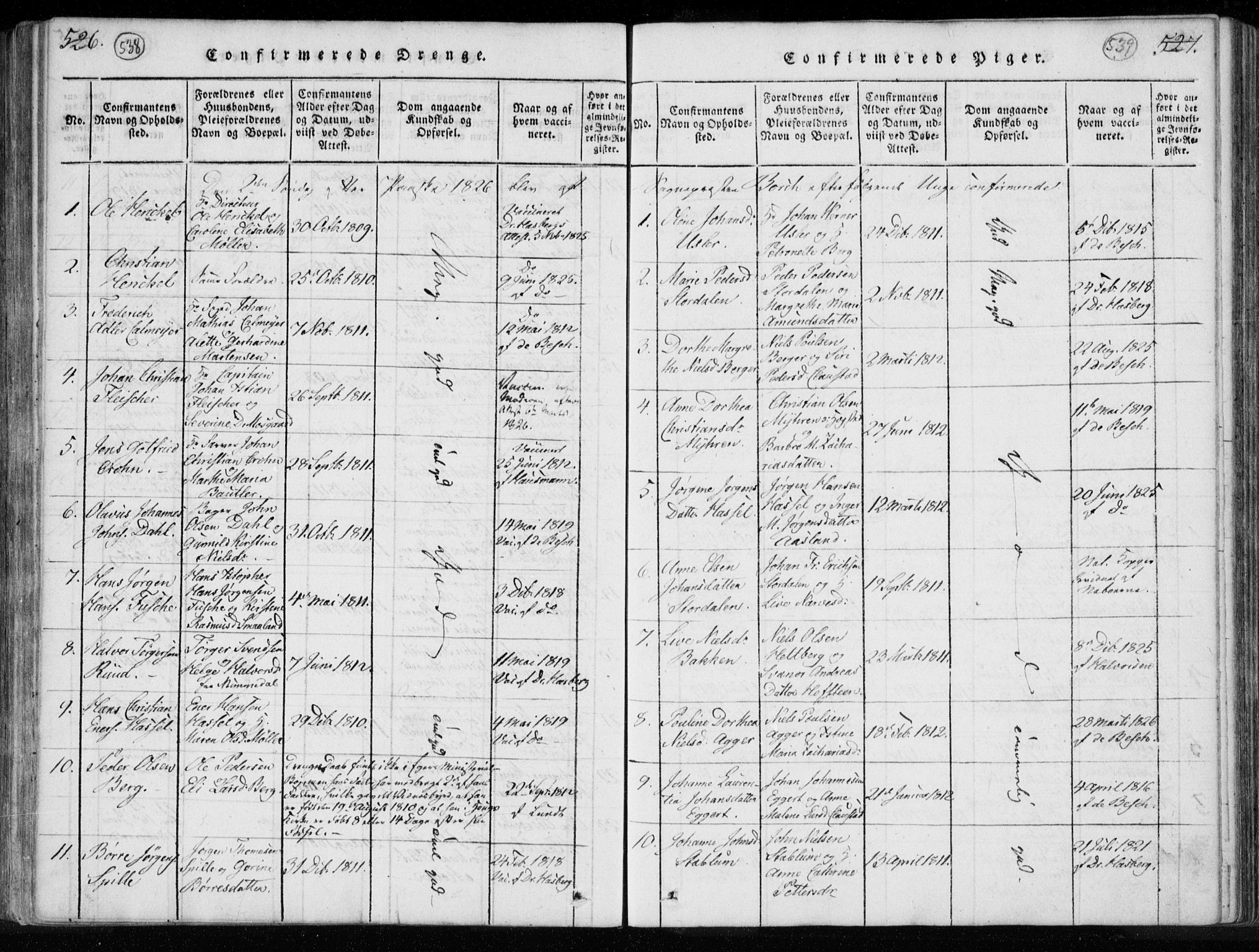 Kongsberg kirkebøker, SAKO/A-22/F/Fa/L0008: Parish register (official) no. I 8, 1816-1839, p. 538-539