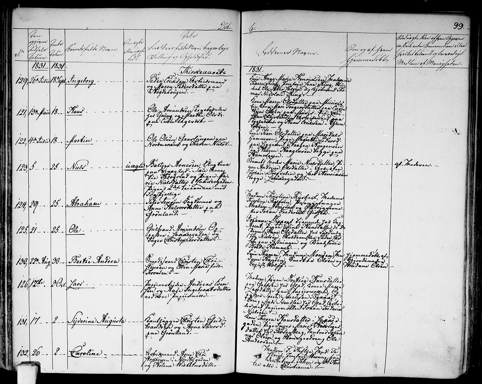 Aker prestekontor kirkebøker, AV/SAO-A-10861/F/L0013: Parish register (official) no. 13, 1828-1837, p. 99