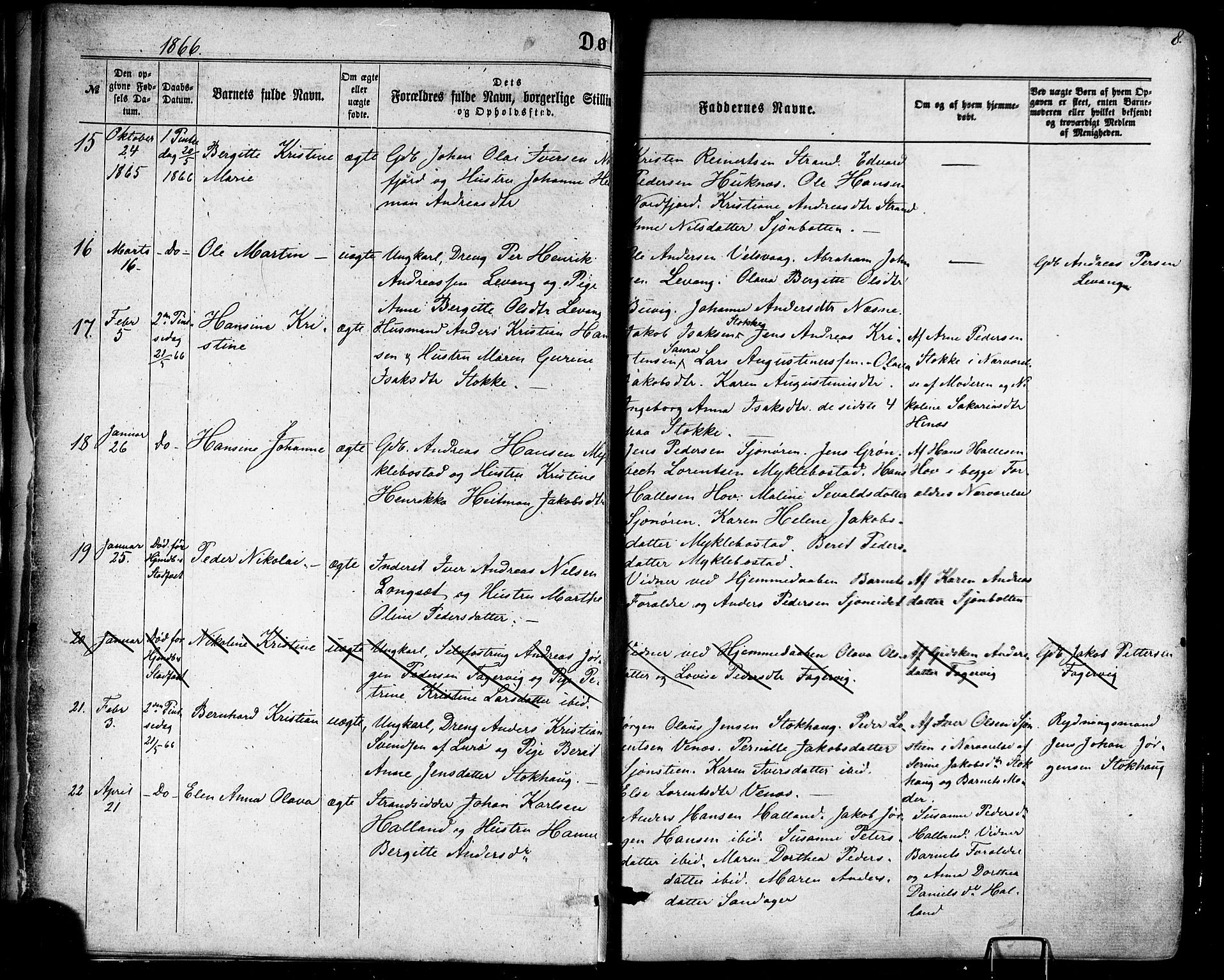 Ministerialprotokoller, klokkerbøker og fødselsregistre - Nordland, AV/SAT-A-1459/838/L0551: Parish register (official) no. 838A09, 1864-1880, p. 8