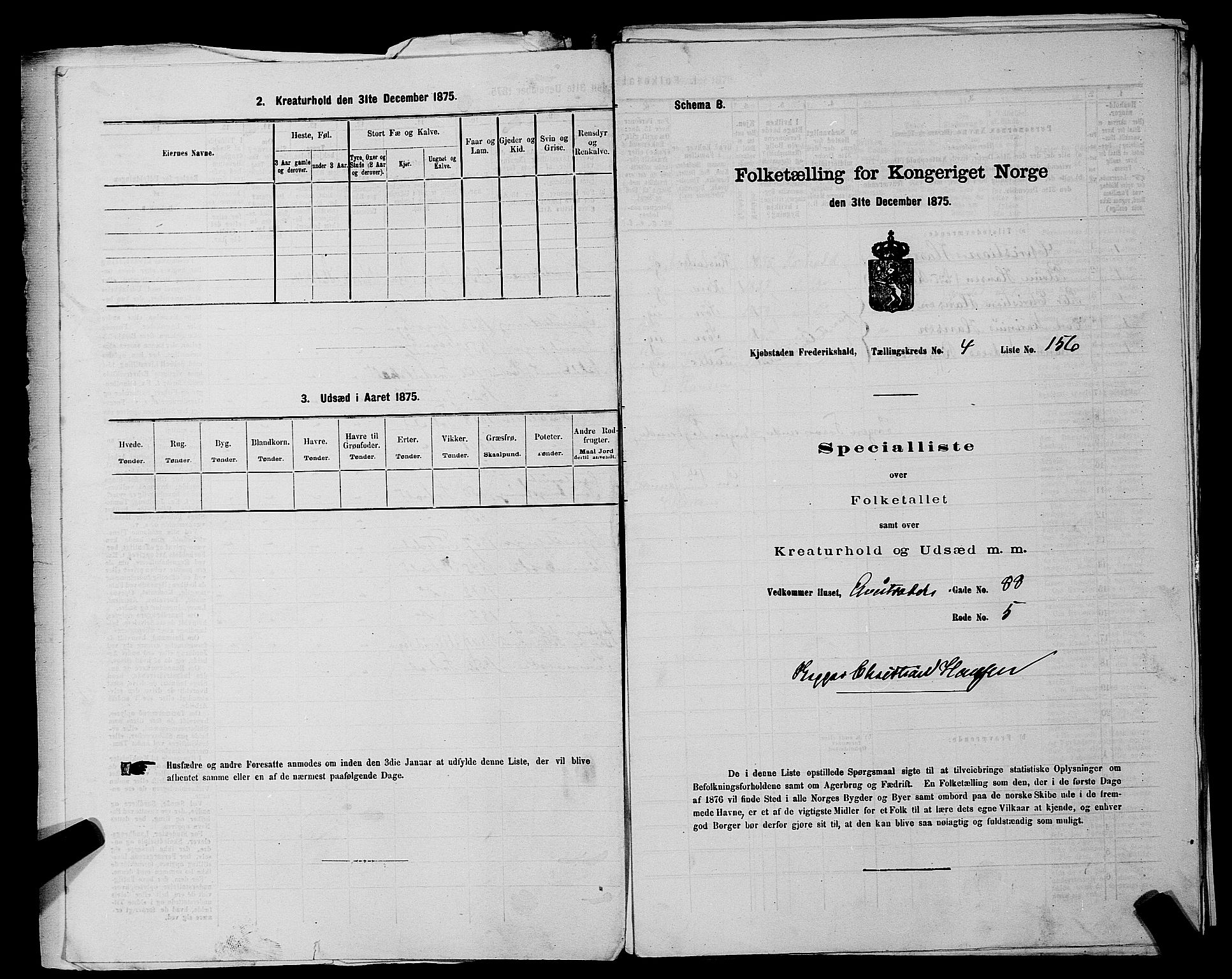 RA, 1875 census for 0101P Fredrikshald, 1875, p. 371