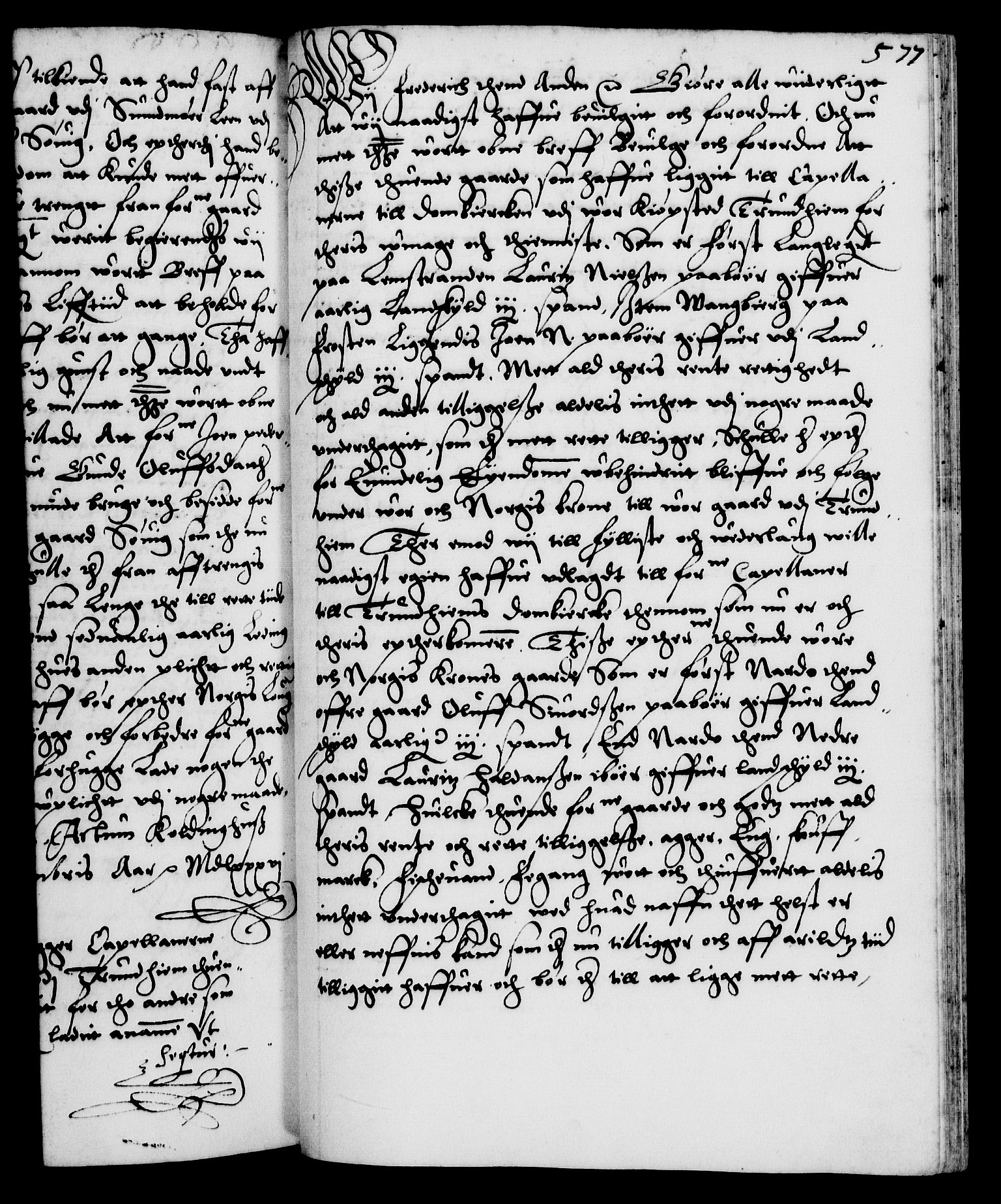 Danske Kanselli 1572-1799, RA/EA-3023/F/Fc/Fca/Fcaa/L0001: Norske registre (mikrofilm), 1572-1588, p. 577a