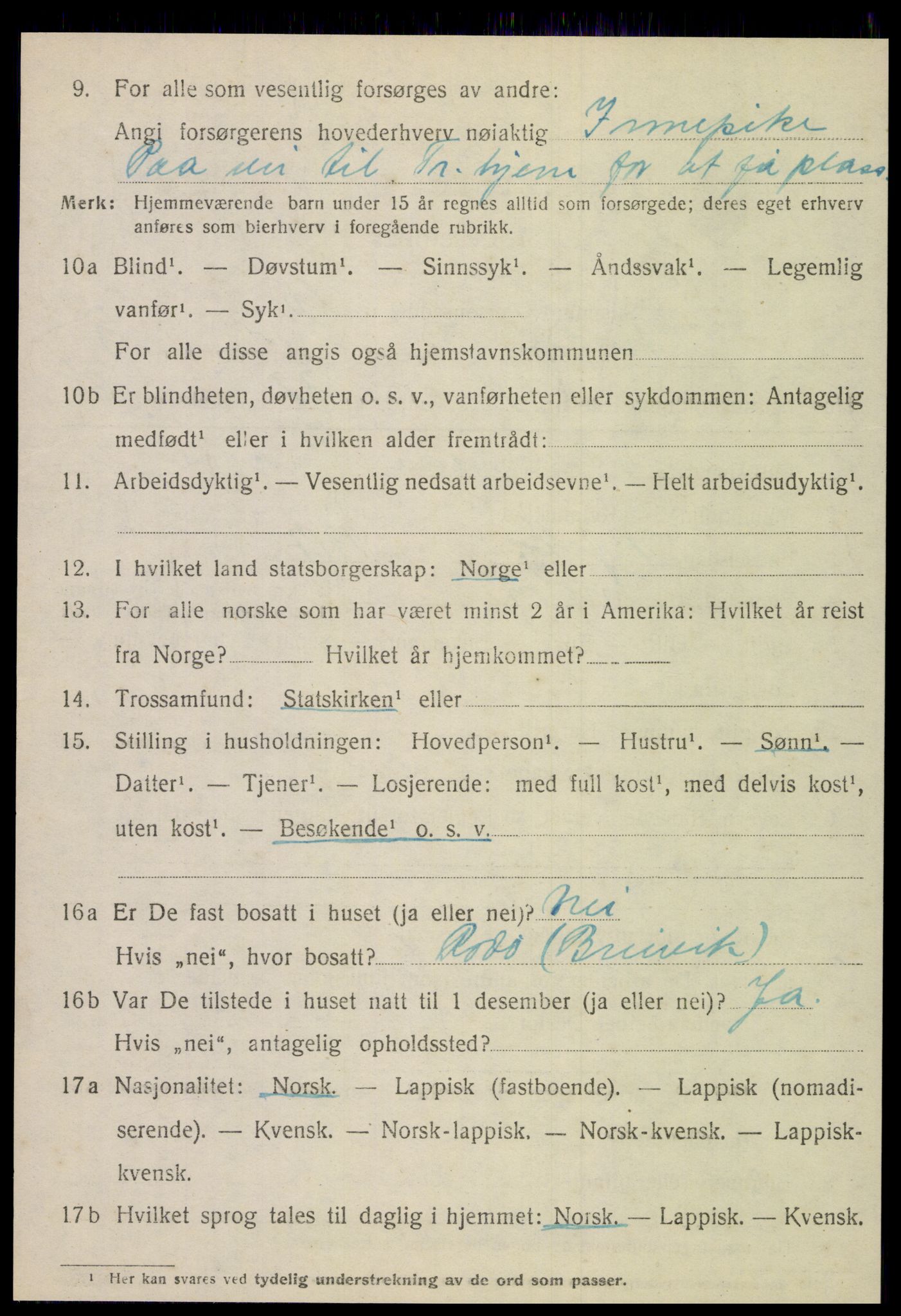 SAT, 1920 census for Meløy, 1920, p. 4422