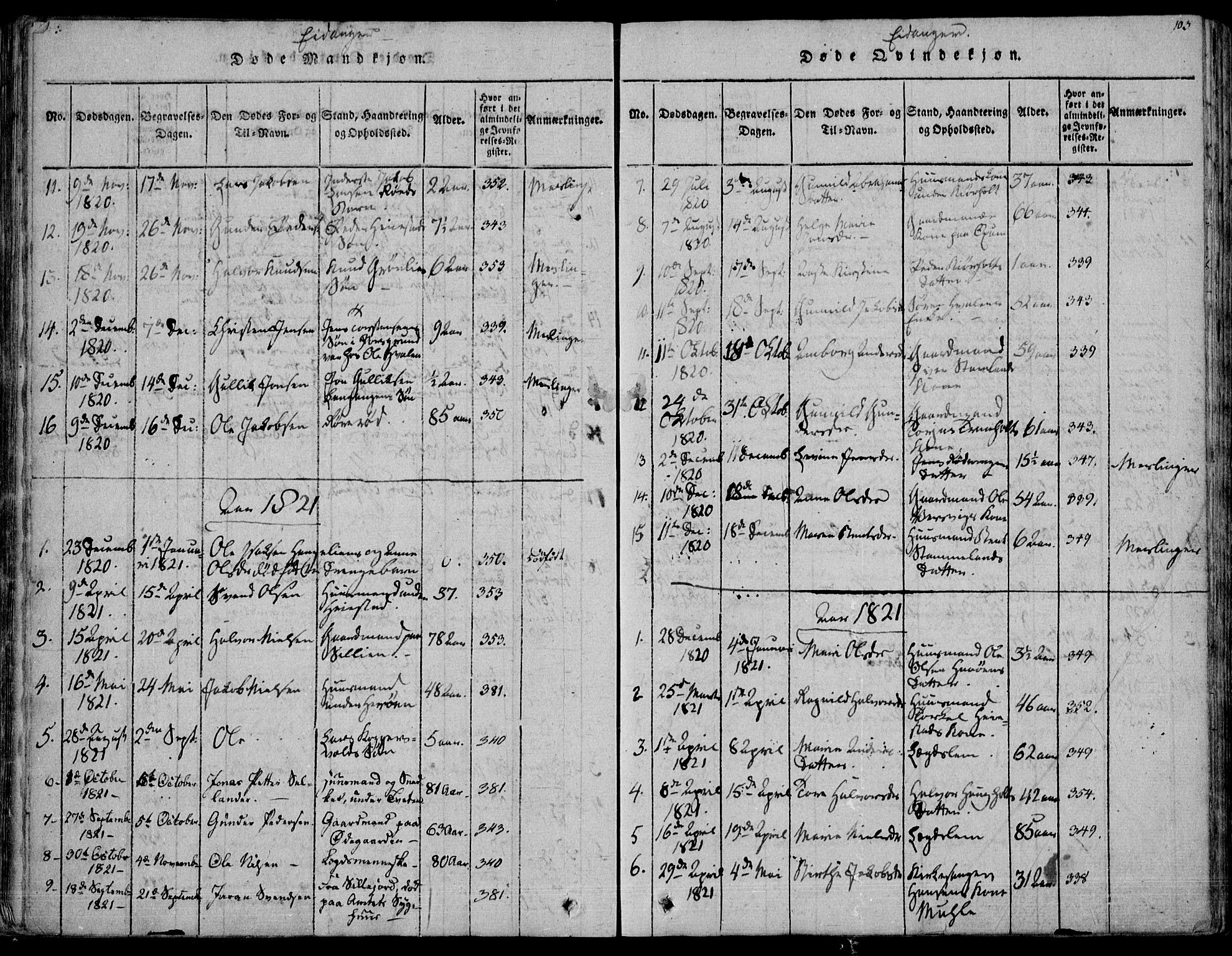 Eidanger kirkebøker, AV/SAKO-A-261/F/Fa/L0007: Parish register (official) no. 7, 1814-1831, p. 103