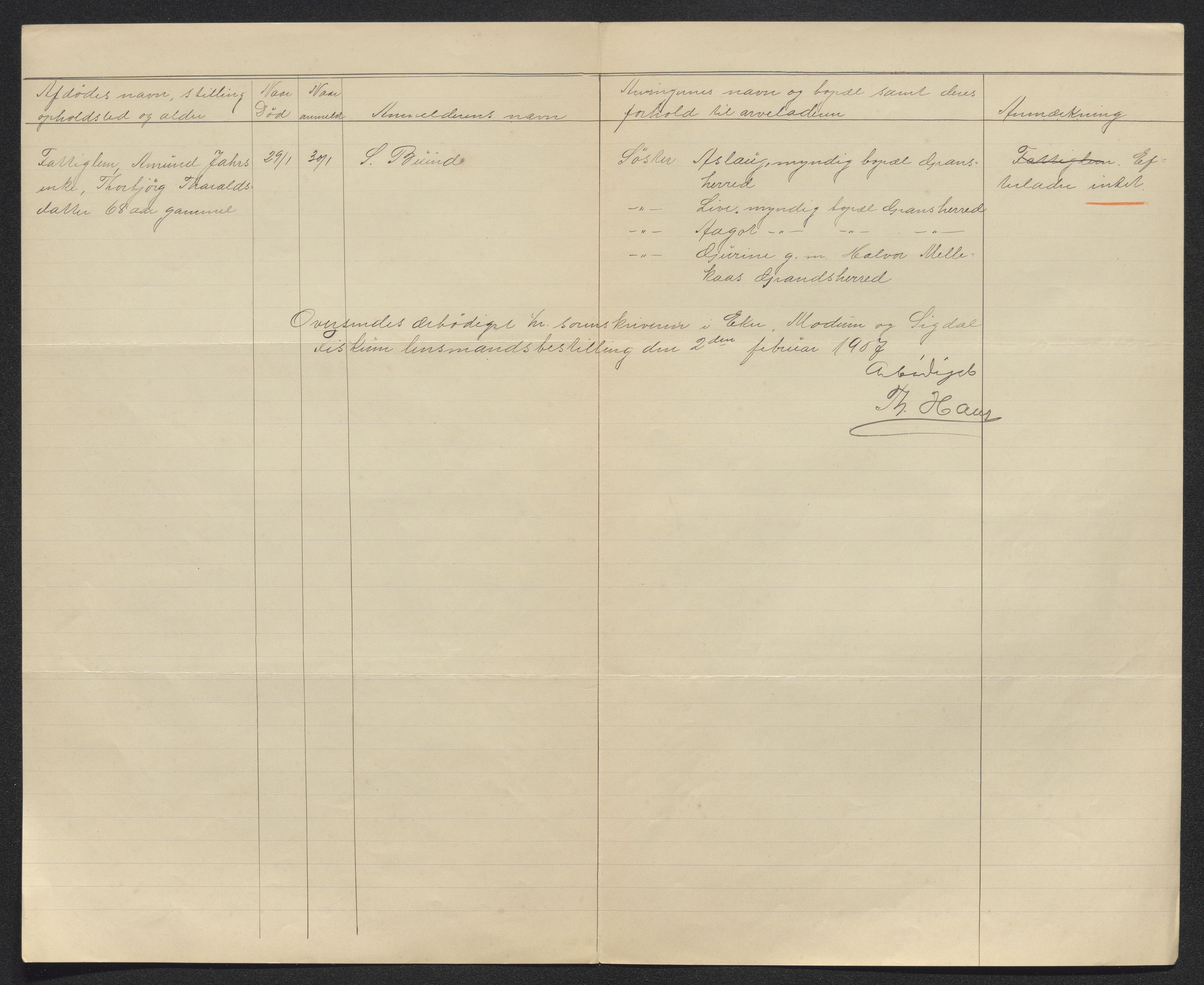 Eiker, Modum og Sigdal sorenskriveri, AV/SAKO-A-123/H/Ha/Hab/L0032: Dødsfallsmeldinger, 1907-1908, p. 216