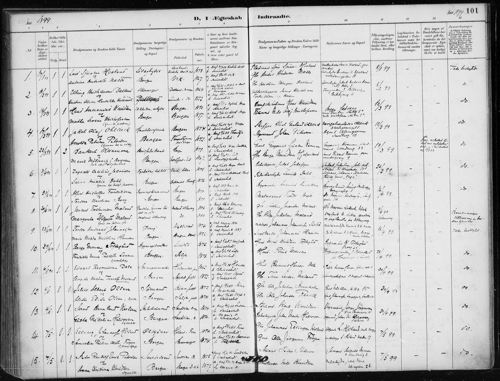 Mariakirken Sokneprestembete, SAB/A-76901/H/Haa/L0013: Parish register (official) no. C 1, 1889-1900, p. 101
