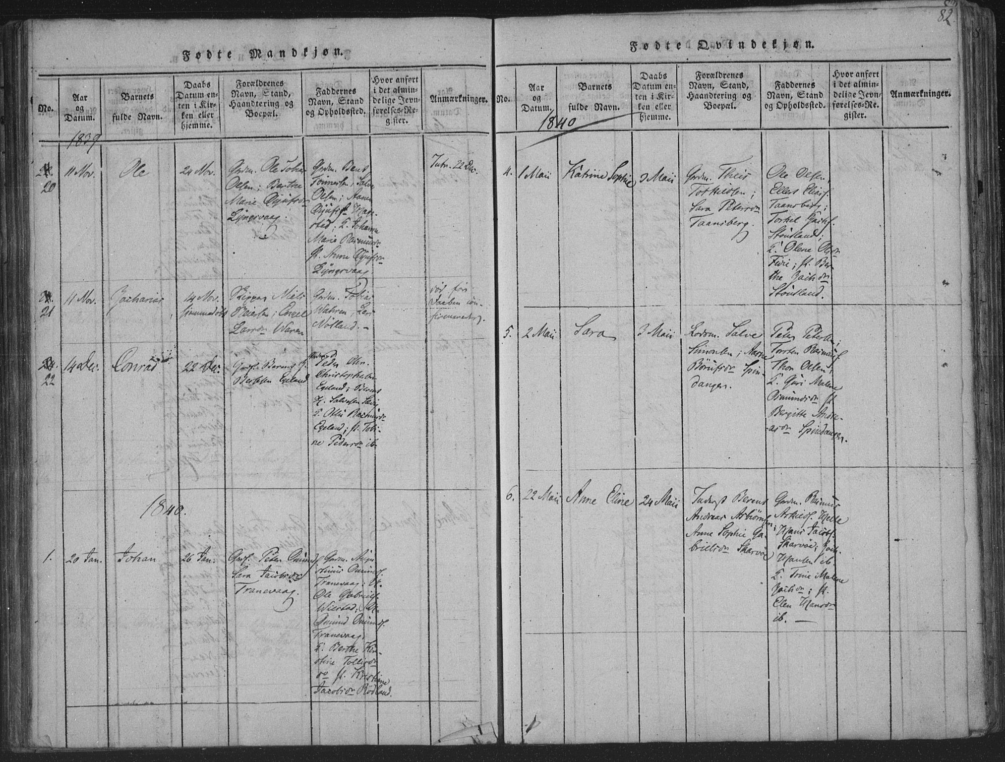 Herad sokneprestkontor, AV/SAK-1111-0018/F/Fa/Fab/L0002: Parish register (official) no. A 2, 1816-1844, p. 82