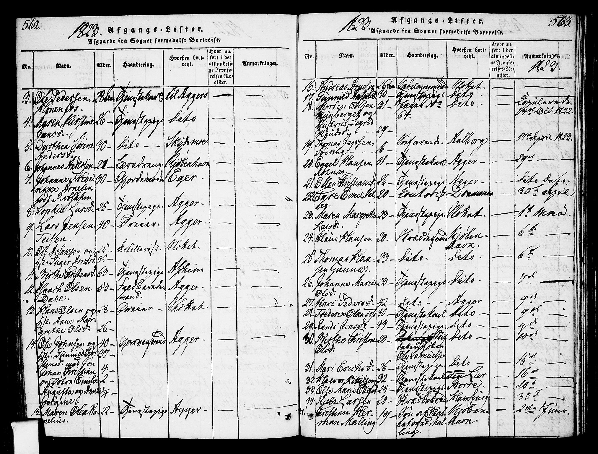 Oslo domkirke Kirkebøker, SAO/A-10752/F/Fa/L0007: Parish register (official) no. 7, 1817-1824, p. 562-563