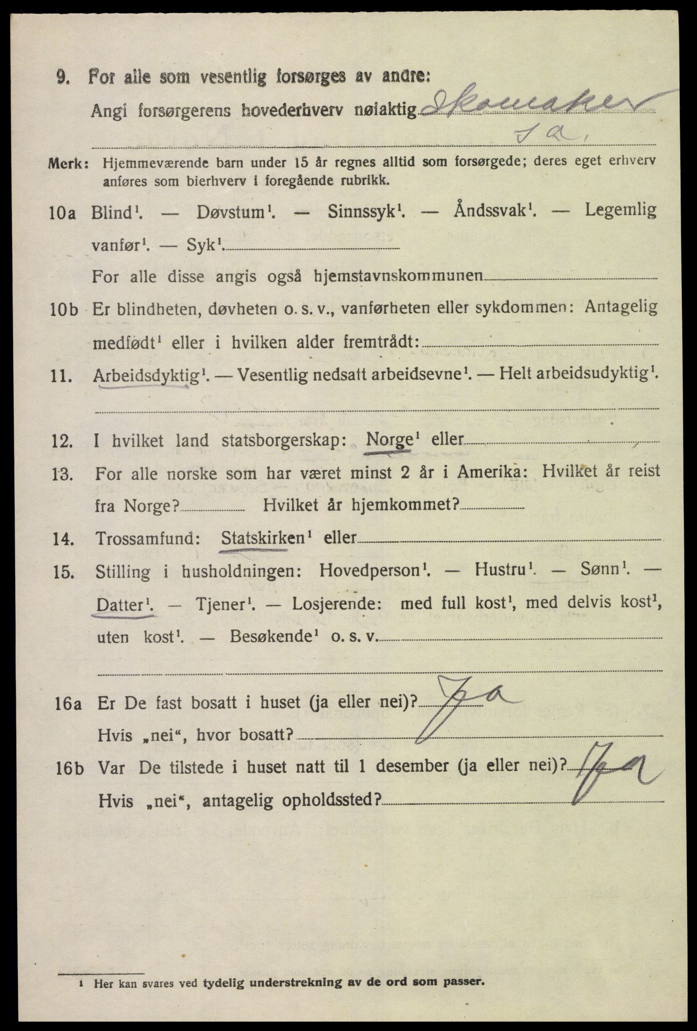 SAK, 1920 census for Sør-Audnedal, 1920, p. 4210