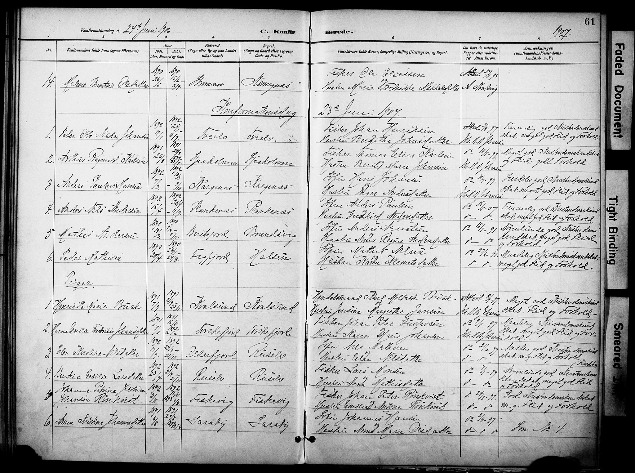 Hammerfest sokneprestkontor, SATØ/S-1347/H/Ha/L0012.kirke: Parish register (official) no. 12, 1898-1908, p. 61
