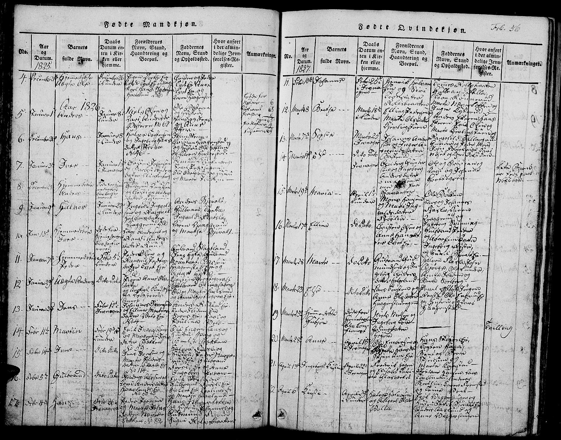 Jevnaker prestekontor, SAH/PREST-116/H/Ha/Hab/L0001: Parish register (copy) no. 1, 1815-1837, p. 56