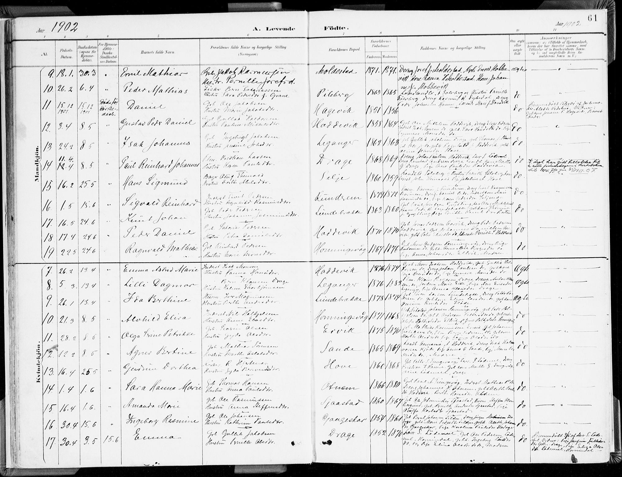 Selje sokneprestembete, AV/SAB-A-99938/H/Ha/Haa/Haab: Parish register (official) no. B 2, 1891-1907, p. 61