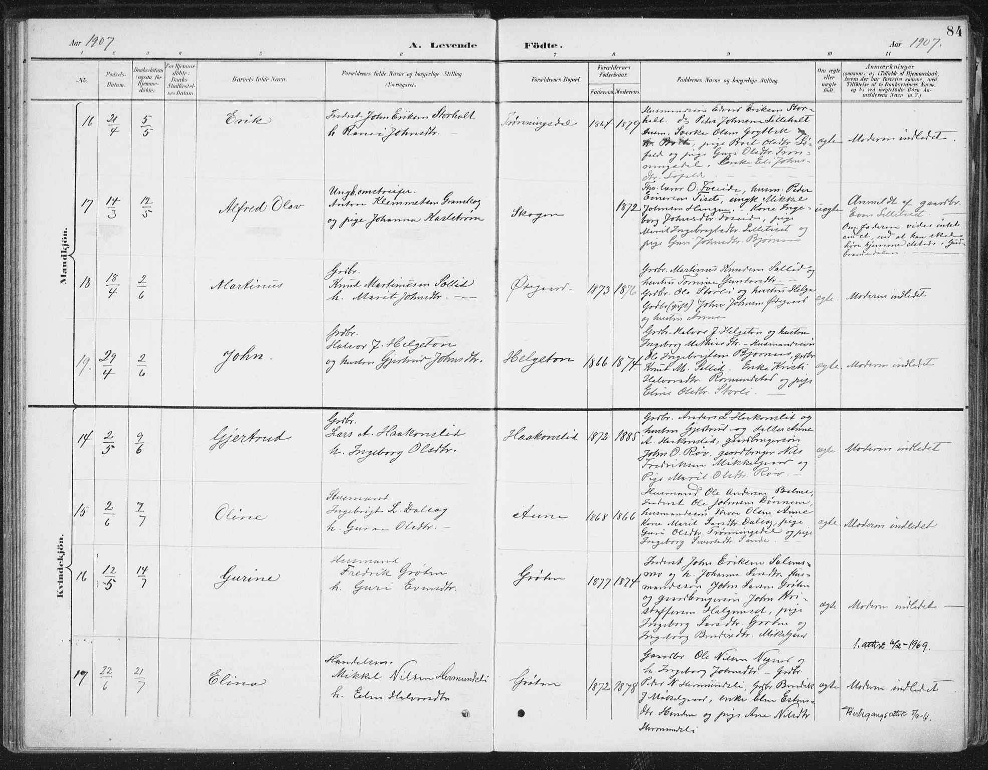 Ministerialprotokoller, klokkerbøker og fødselsregistre - Møre og Romsdal, AV/SAT-A-1454/598/L1072: Parish register (official) no. 598A06, 1896-1910, p. 84