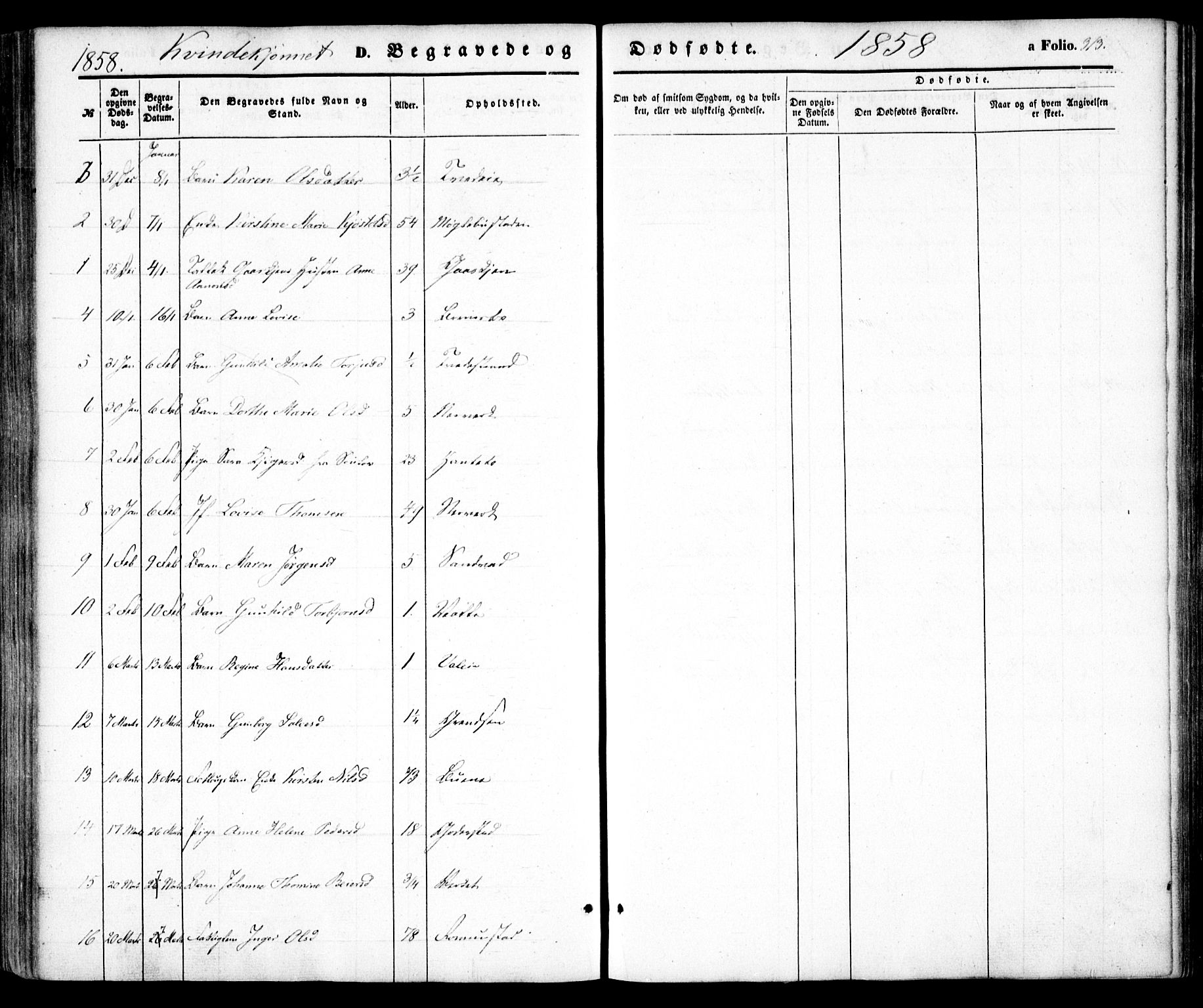 Holt sokneprestkontor, AV/SAK-1111-0021/F/Fa/L0008: Parish register (official) no. A 8, 1849-1860, p. 313