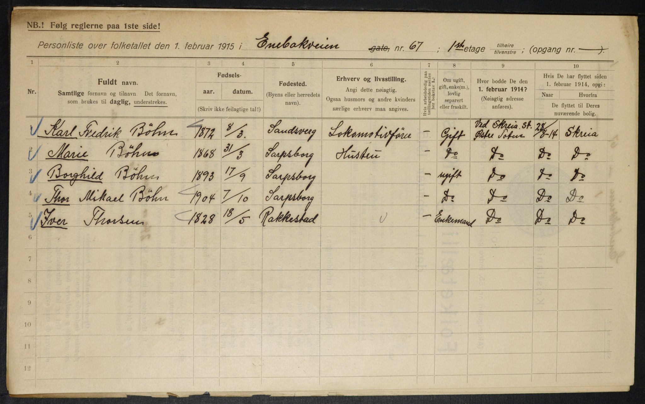 OBA, Municipal Census 1915 for Kristiania, 1915, p. 21071