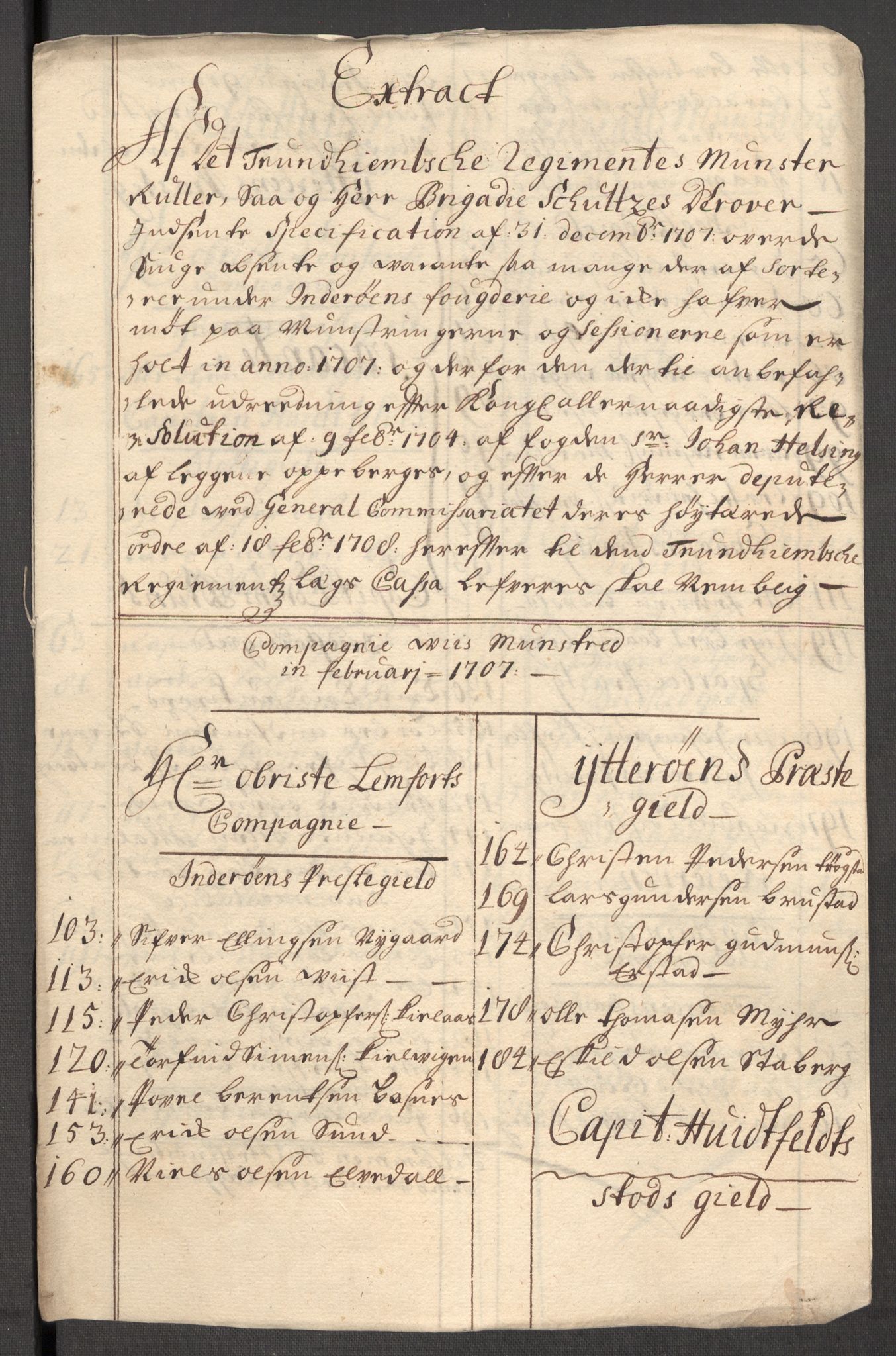 Rentekammeret inntil 1814, Reviderte regnskaper, Fogderegnskap, AV/RA-EA-4092/R63/L4316: Fogderegnskap Inderøy, 1708, p. 185