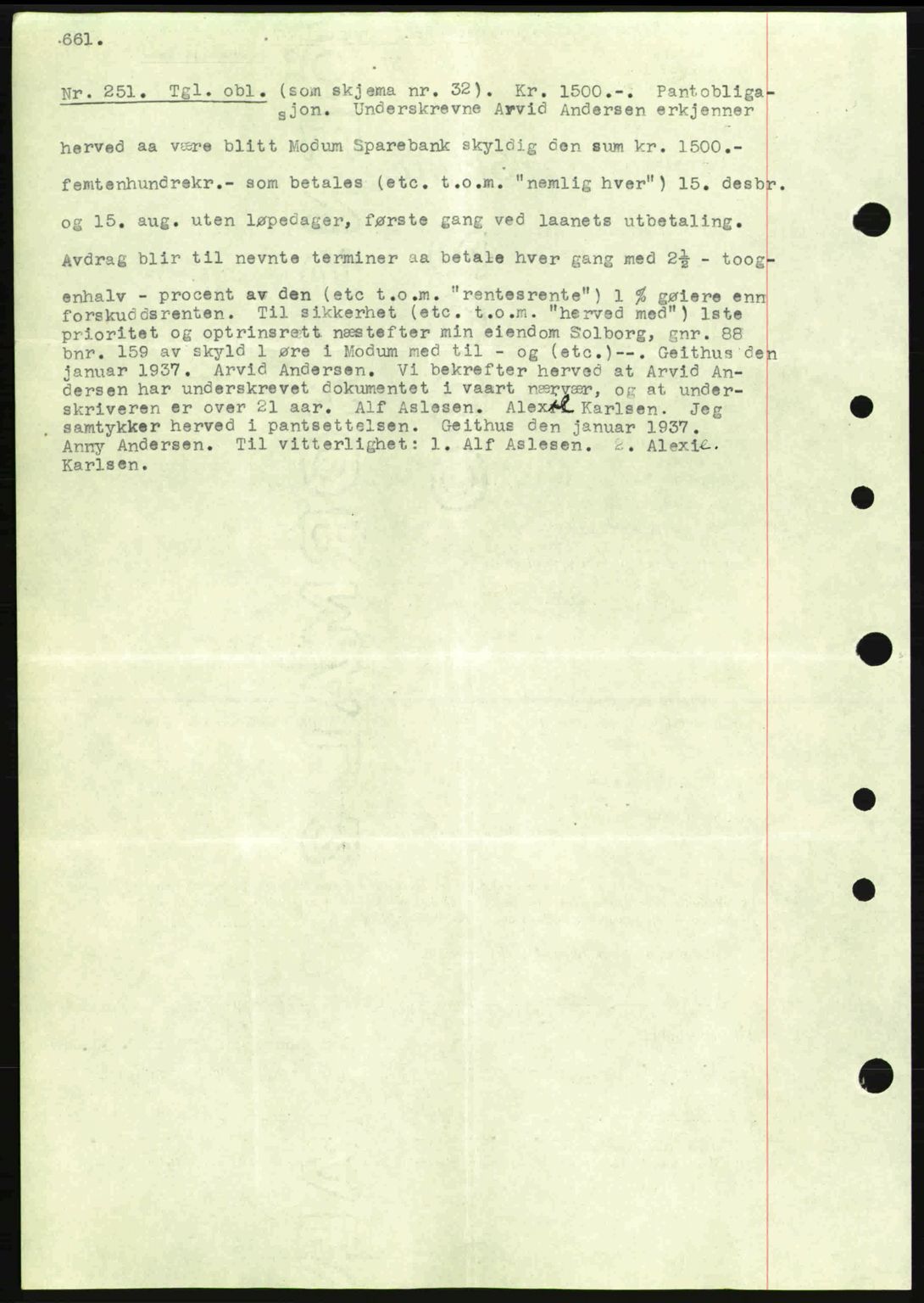 Eiker, Modum og Sigdal sorenskriveri, SAKO/A-123/G/Ga/Gab/L0034: Mortgage book no. A4, 1936-1937, Diary no: : 251/1937