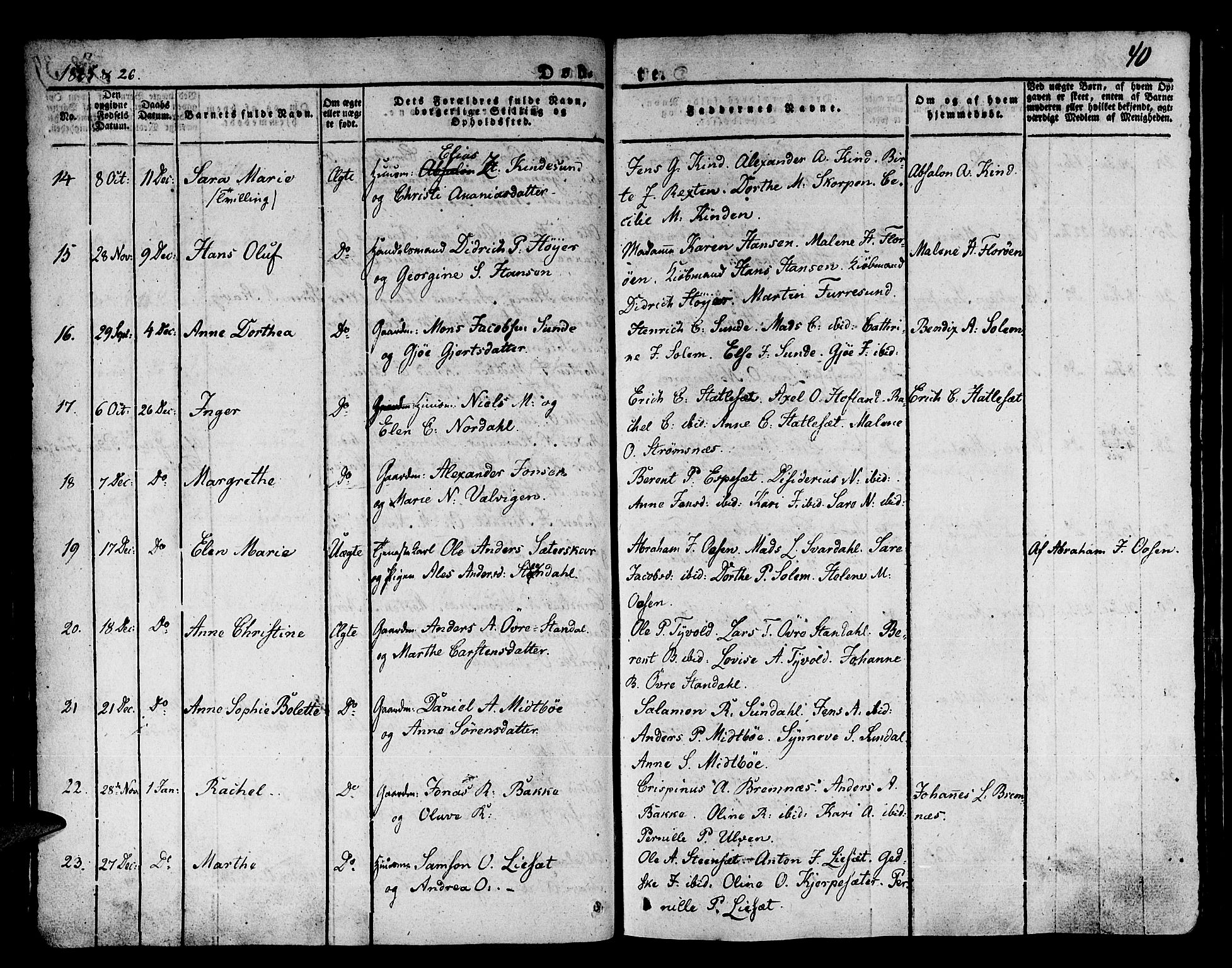 Kinn sokneprestembete, SAB/A-80801/H/Haa/Haaa/L0004/0001: Parish register (official) no. A 4I, 1822-1840, p. 40