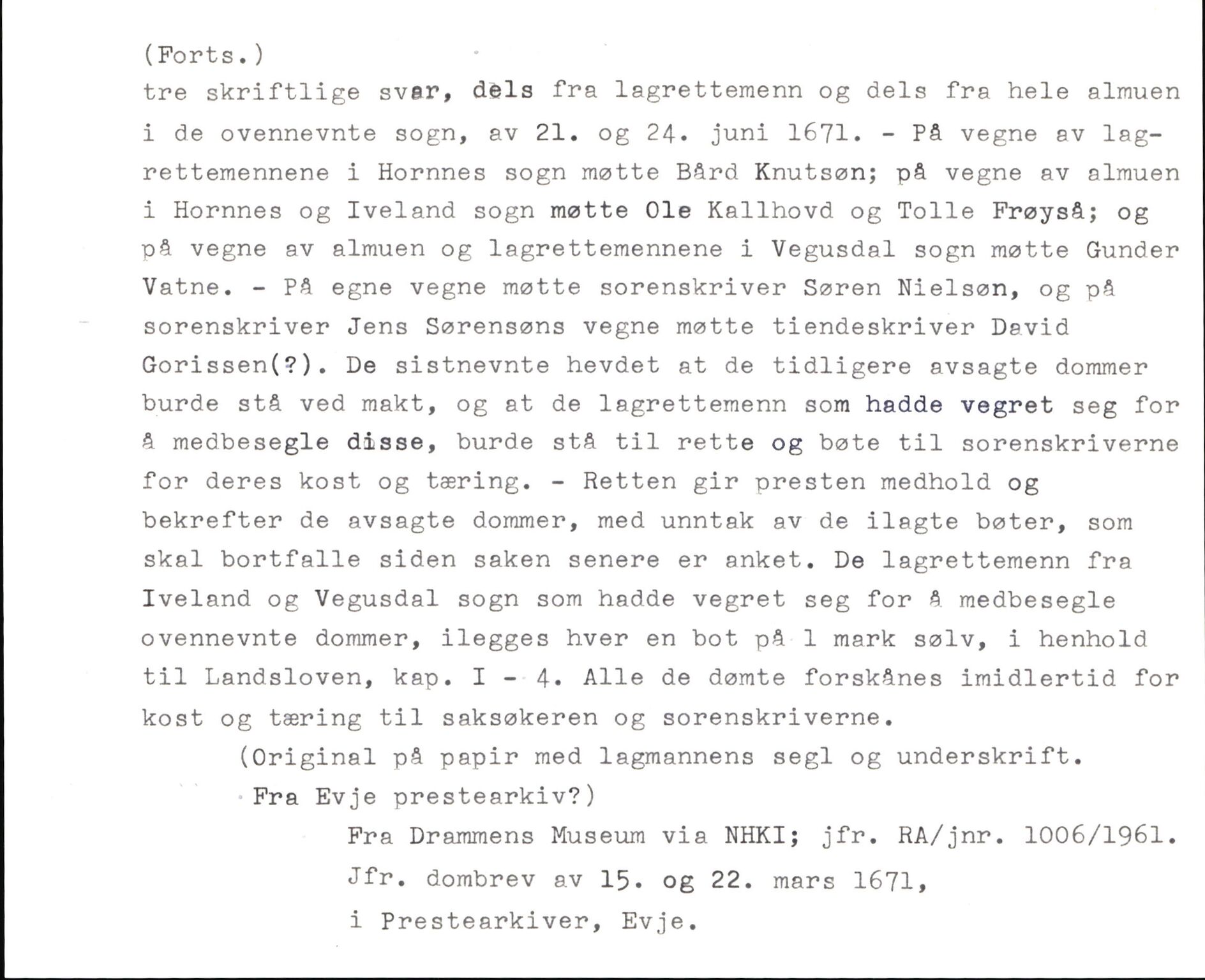 Riksarkivets diplomsamling, AV/RA-EA-5965/F35/F35k/L0003: Regestsedler: Prestearkiver fra Telemark, Agder, Vestlandet og Trøndelag, p. 260