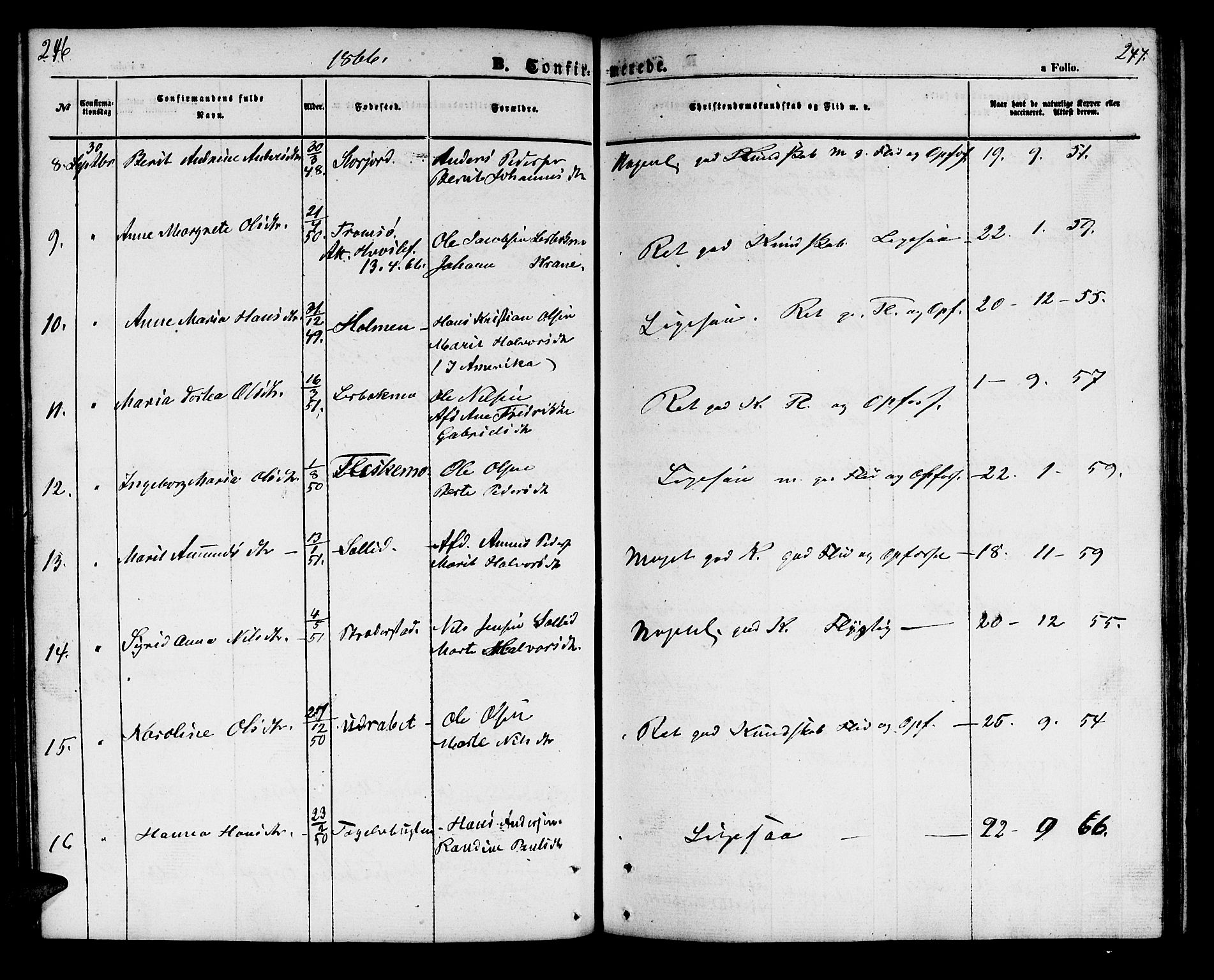 Målselv sokneprestembete, AV/SATØ-S-1311/G/Ga/Gab/L0001klokker: Parish register (copy) no. 1, 1856-1866, p. 246-247