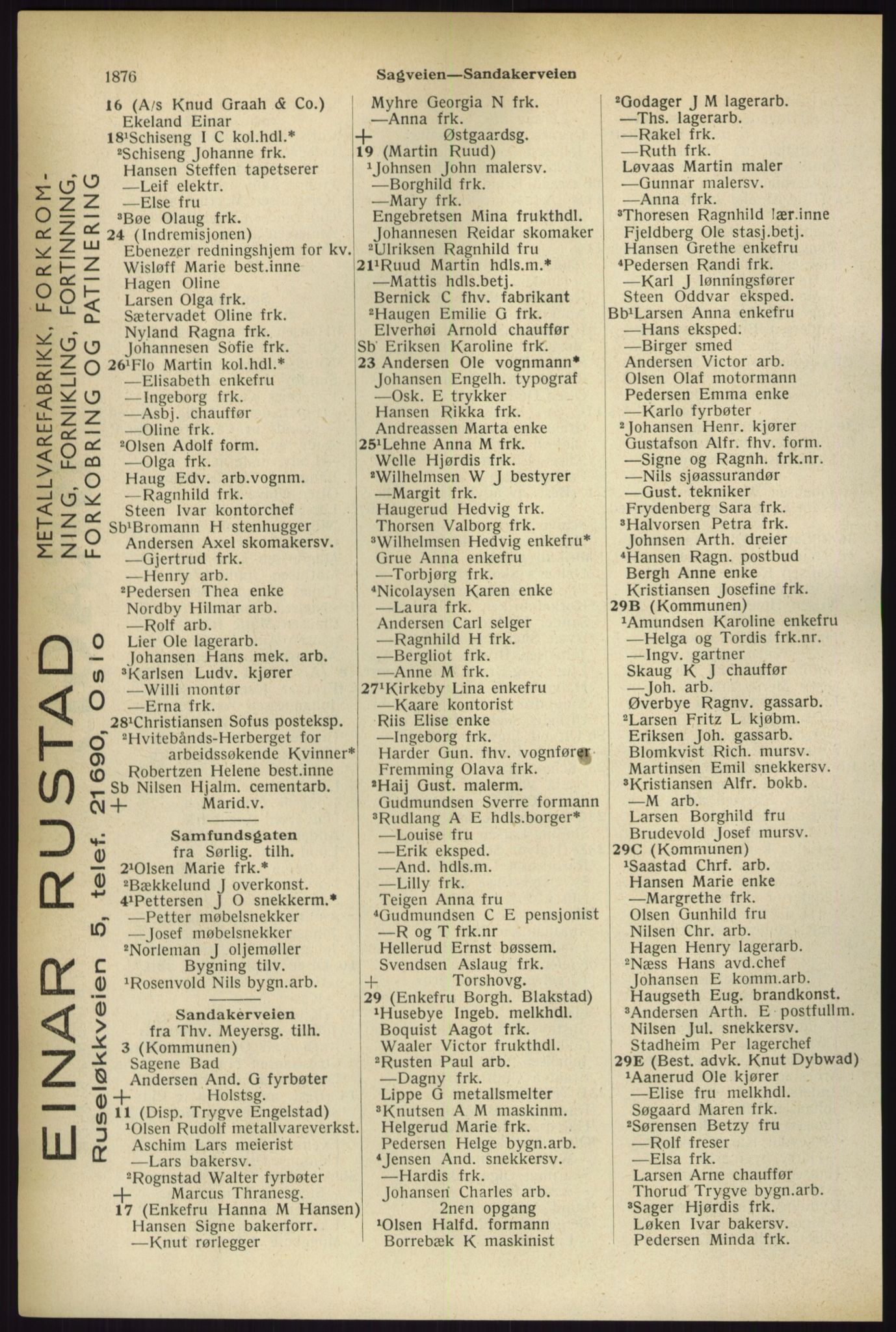 Kristiania/Oslo adressebok, PUBL/-, 1933, p. 1876