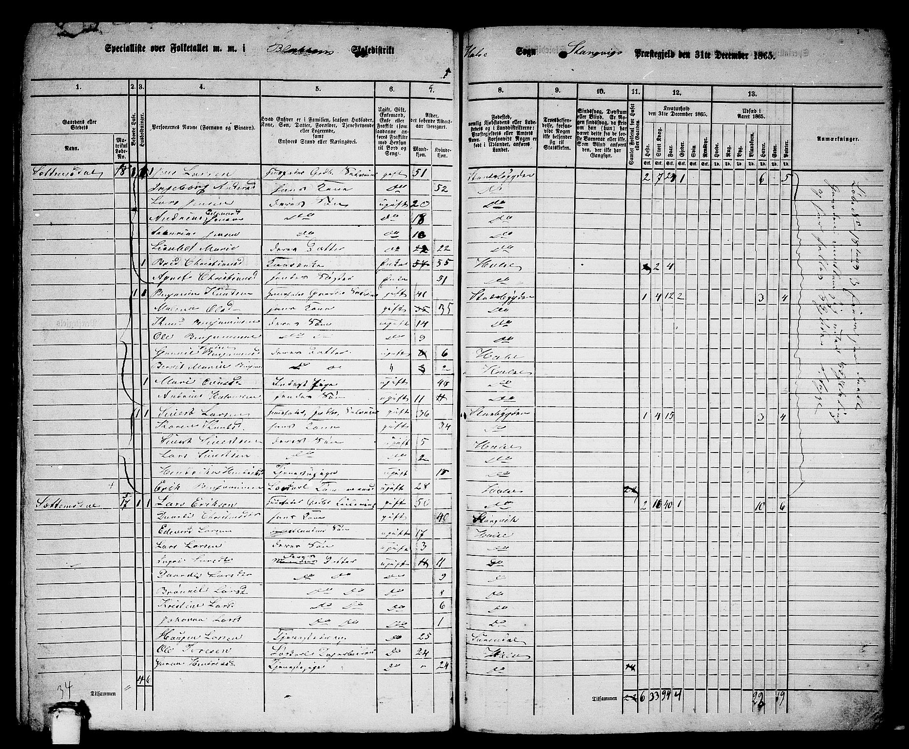 RA, 1865 census for Stangvik, 1865, p. 162