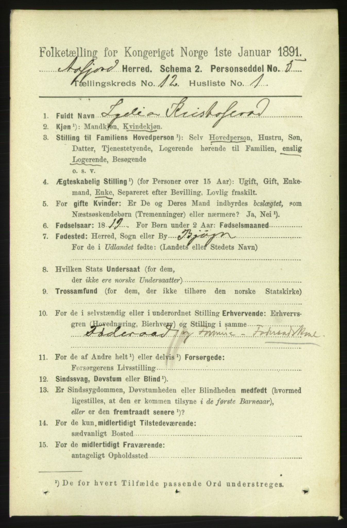 RA, 1891 census for 1630 Åfjord, 1891, p. 3750