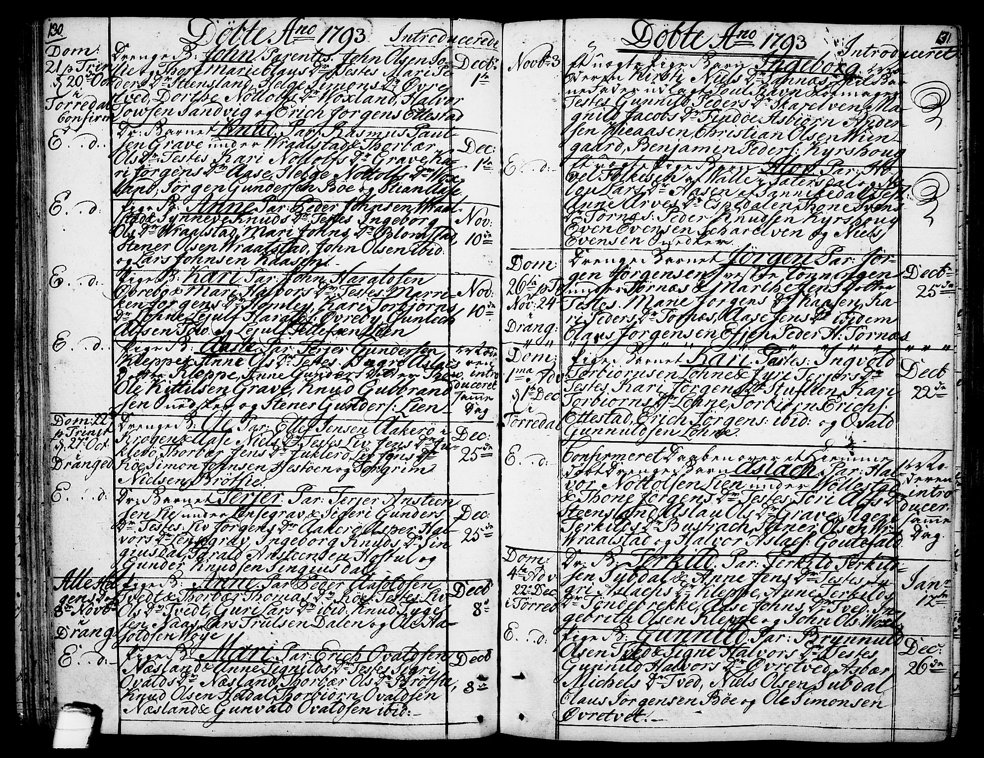 Drangedal kirkebøker, SAKO/A-258/F/Fa/L0003: Parish register (official) no. 3, 1768-1814, p. 130-131